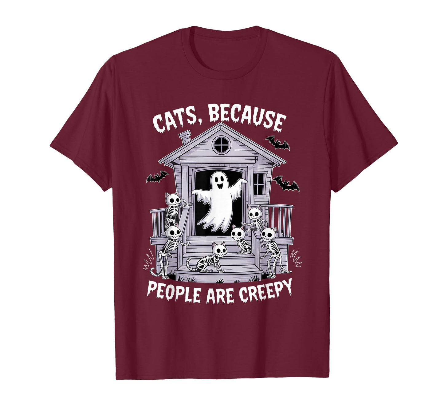 Cats Because People are Creepy Ghost Halloween Cat Mom Kids T-Shirt