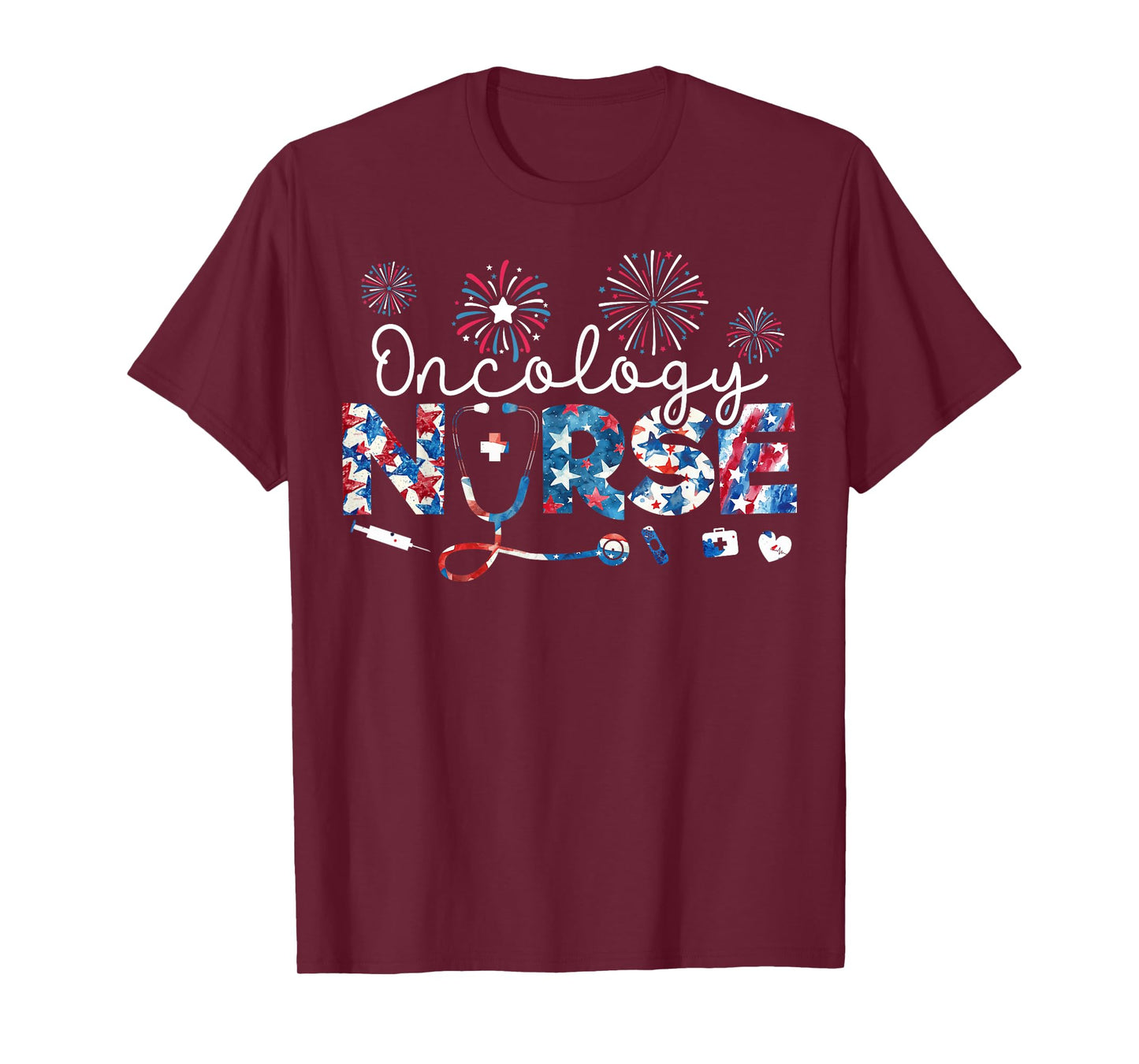 Oncology Nurse American Flag USA Patriotic 4th of July T-Shirt