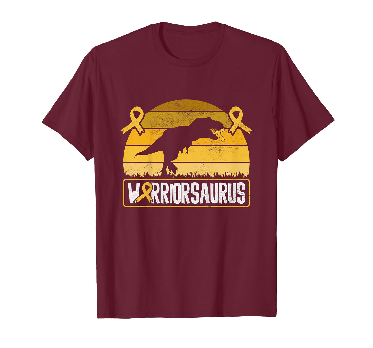 Warriorsaurus Childhood Cancer Awareness Warrior Gold Ribbon T-Shirt