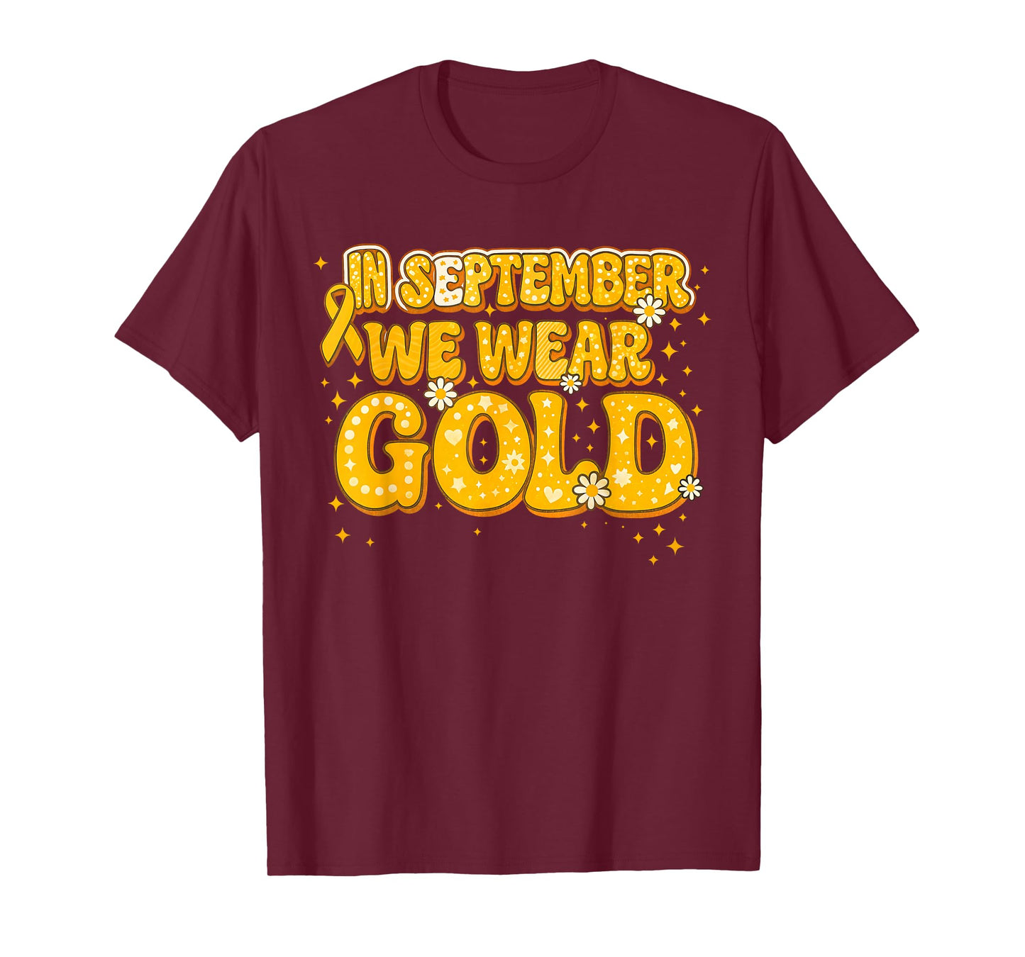 Groovy in September We Wear Gold Childhood Cancer Awareness T-Shirt