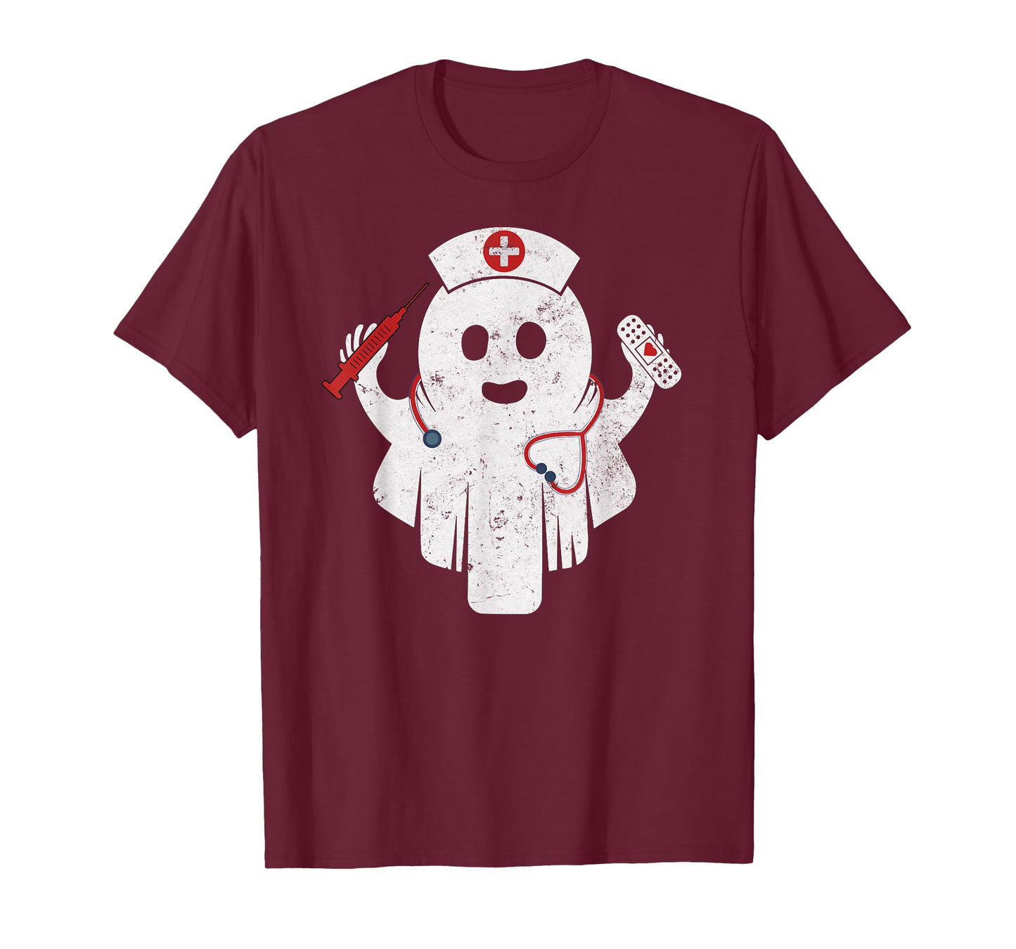Nurse Ghost Halloween Costume Funny Nursing Boo Ghost Women T-Shirt