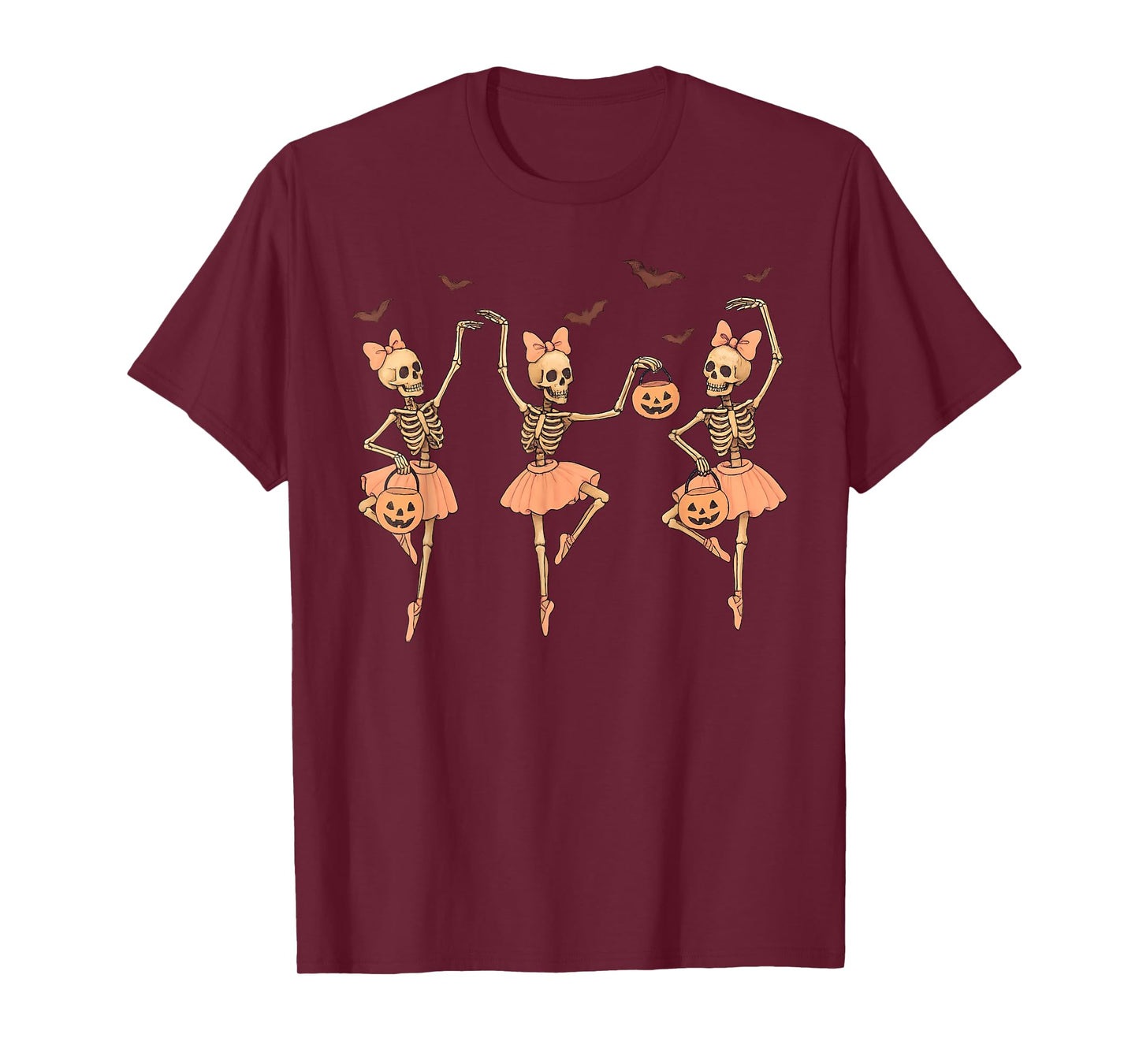 Ballet Pumpkin Skeleton Scary Halloween Men Women Boys Girl T-Shirt