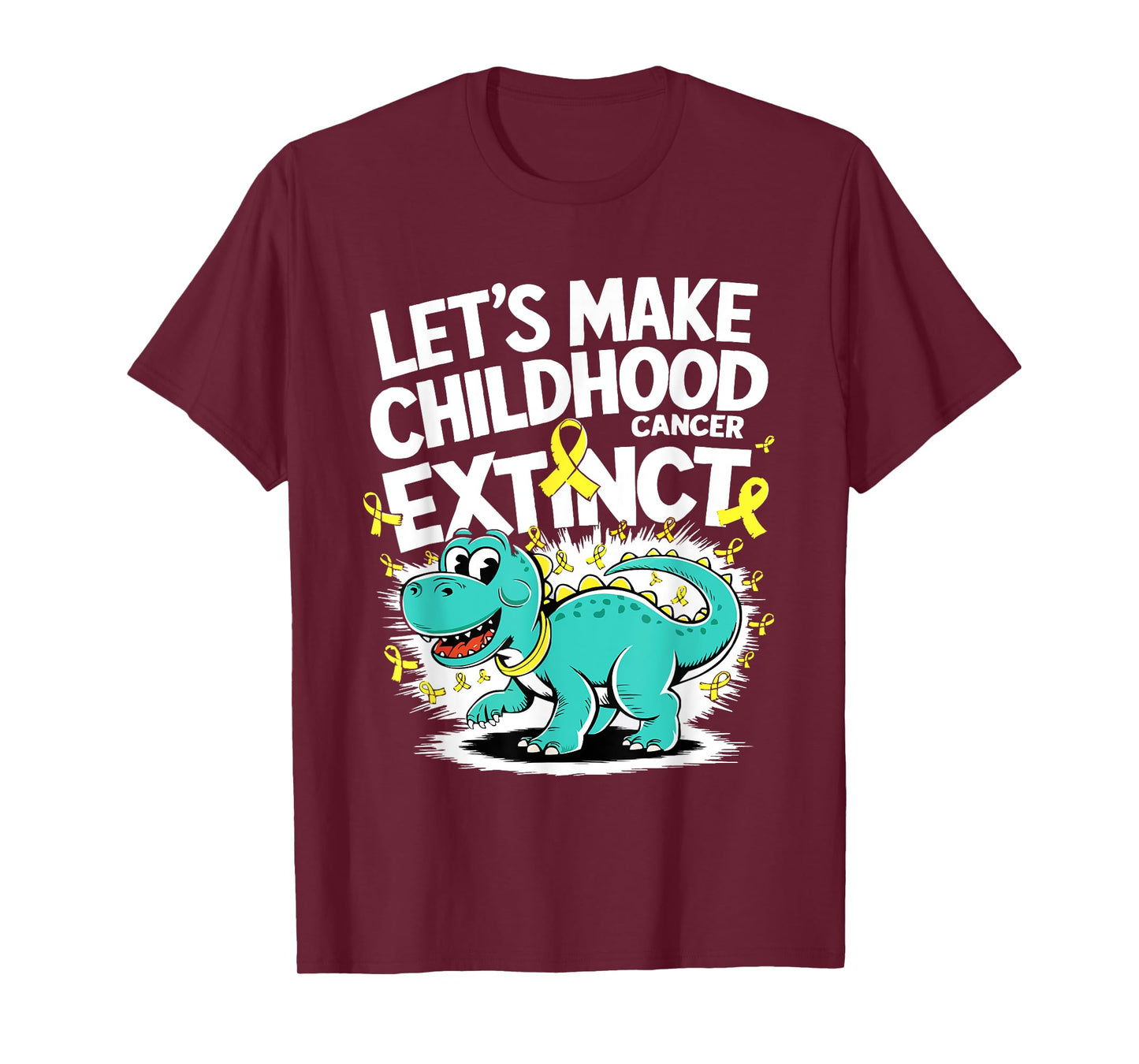 Lets Make Childhood Cancer Extinct T-Rex Childhood Awareness T-Shirt