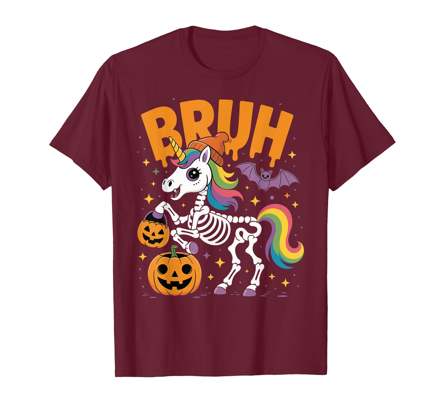 Bruh Skeleton Unicorn Halloween Costume T-Shirt