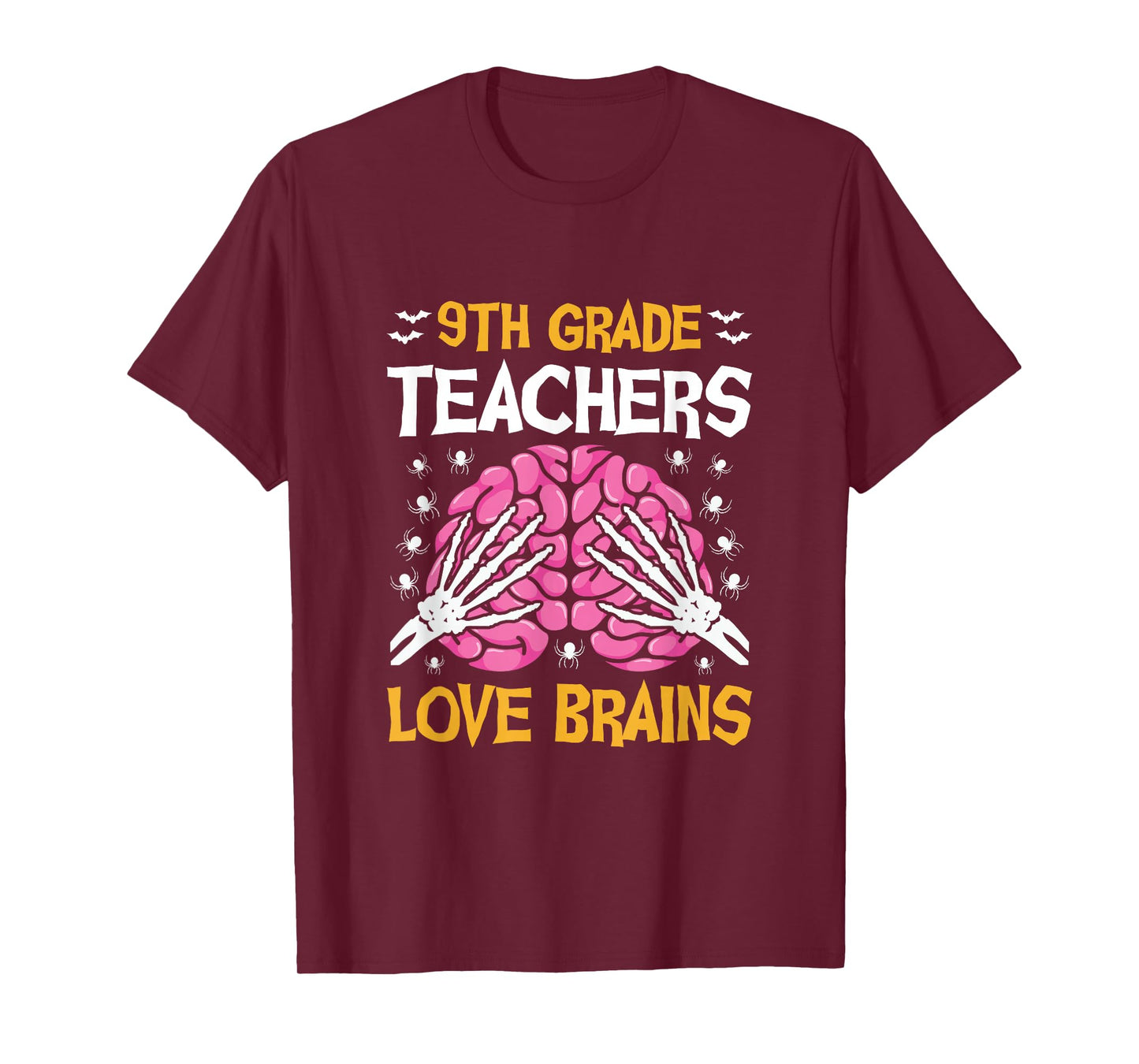 9th Grade Teachers Love Brains Funny Halloween School T-Shirt