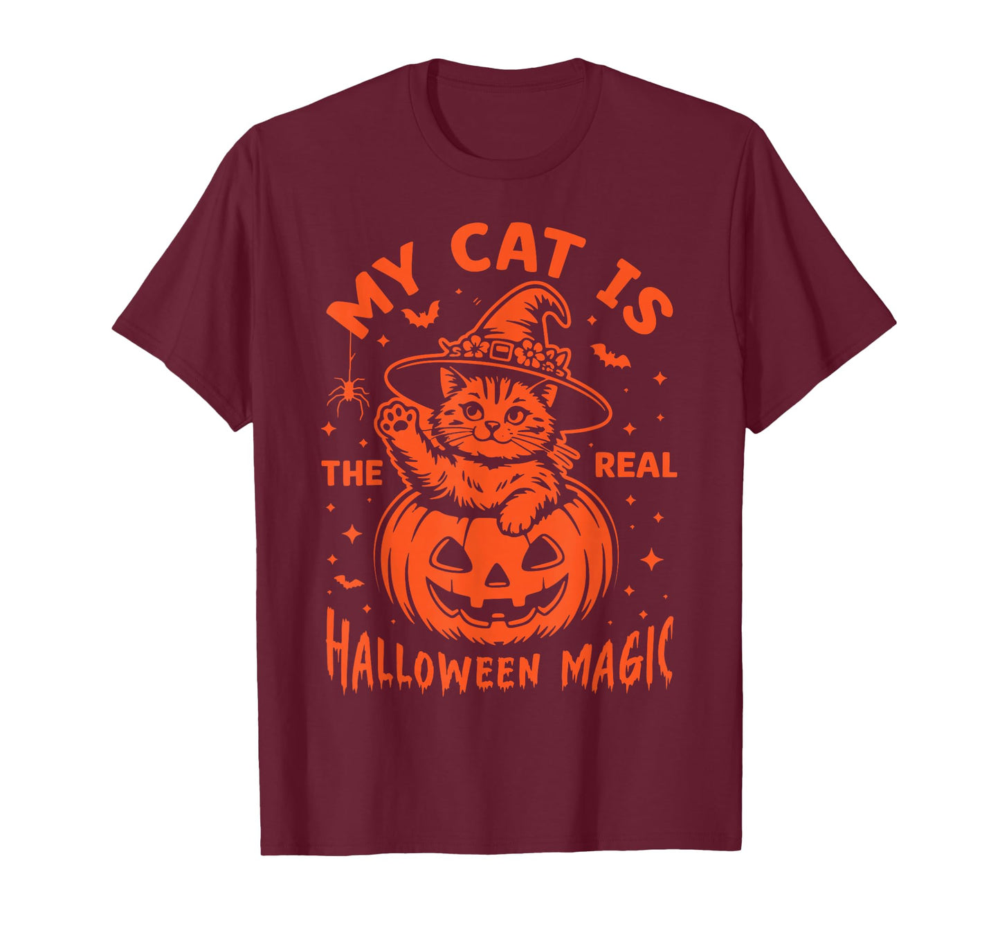 My cat is The Real Halloween Magic Funny Skeleton Witch Hat T-Shirt