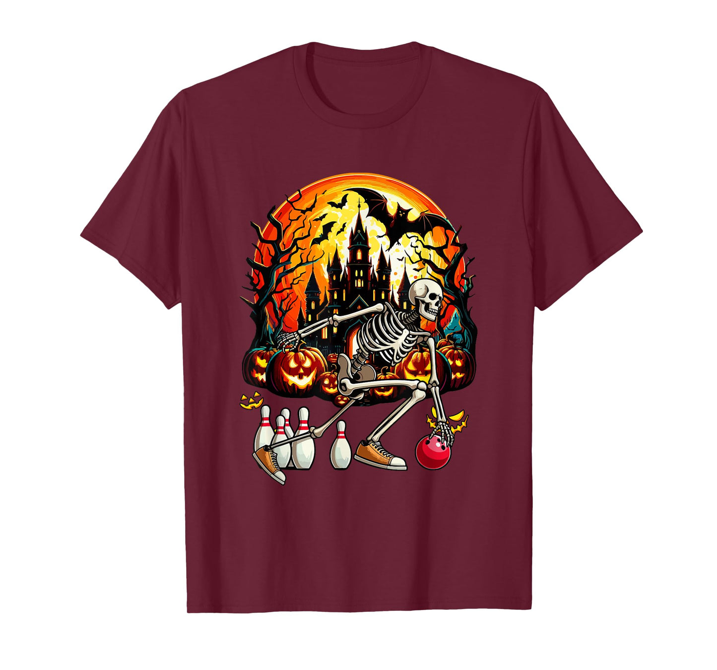 Bowling Player Sports Lover Costume Halloween Skeleton T-Shirt