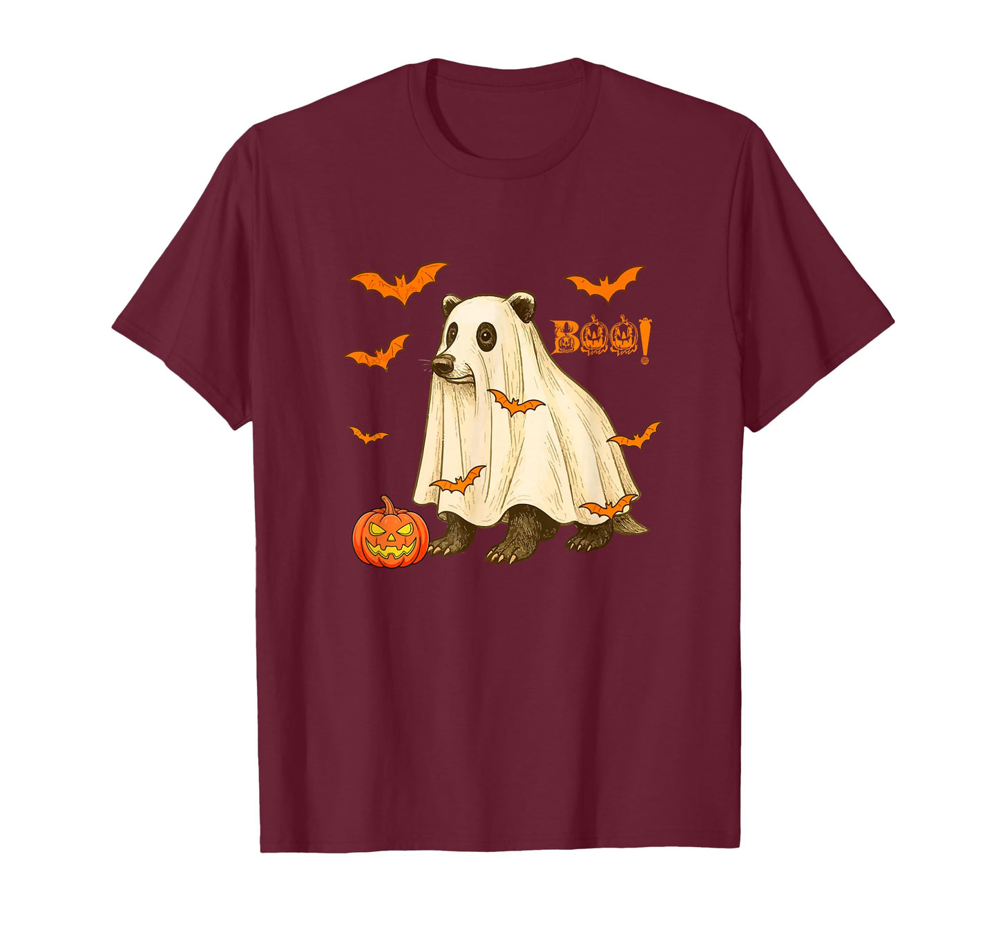 Boo Halloween Badger Cosplay Ghost Costume Animal Lover T-Shirt