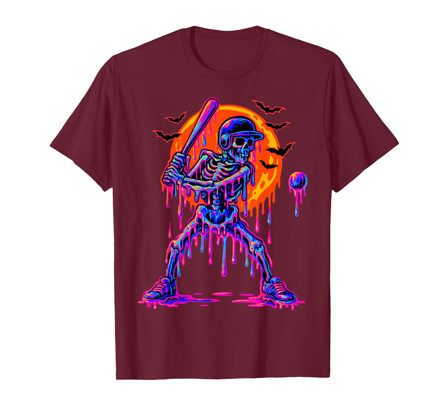 Drip Skeleton Batting Baseball Halloween T-Shirt