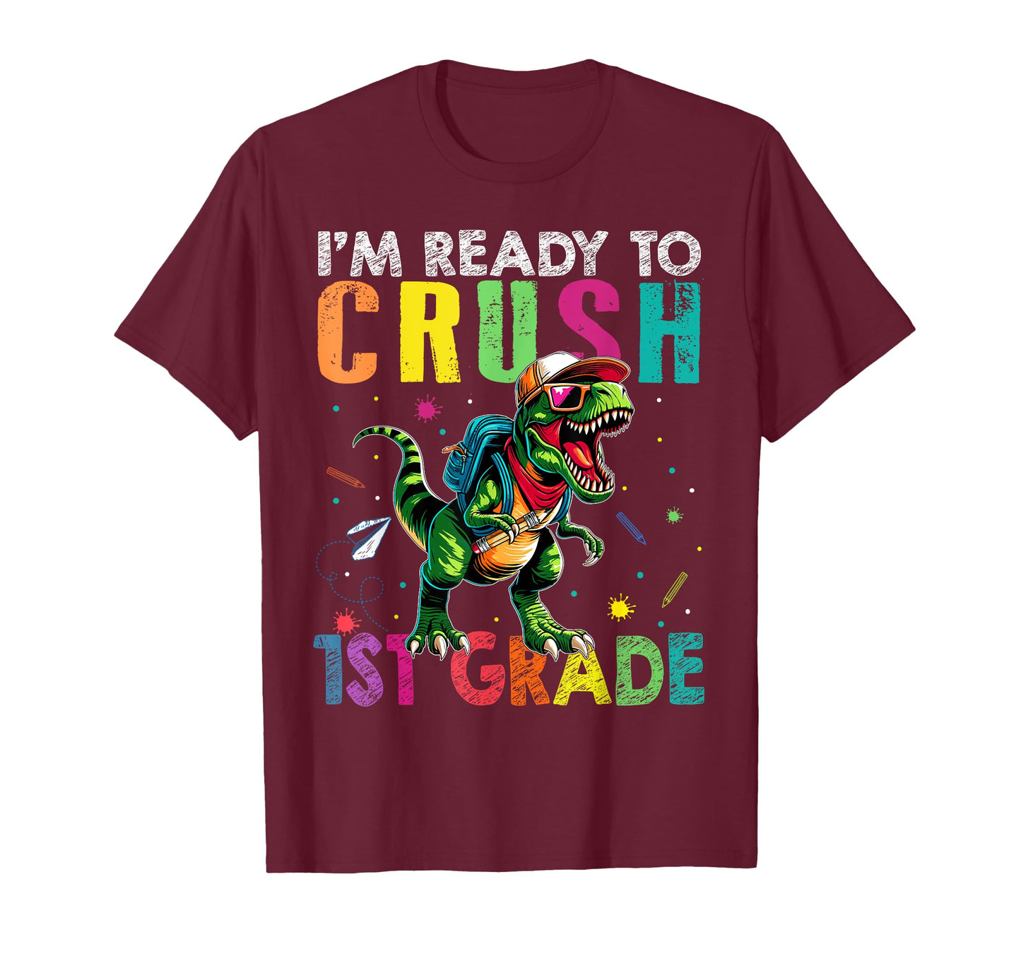 I'm Ready To Crush 1st Grade Back to School T Rex Kids Boys T-Shirt