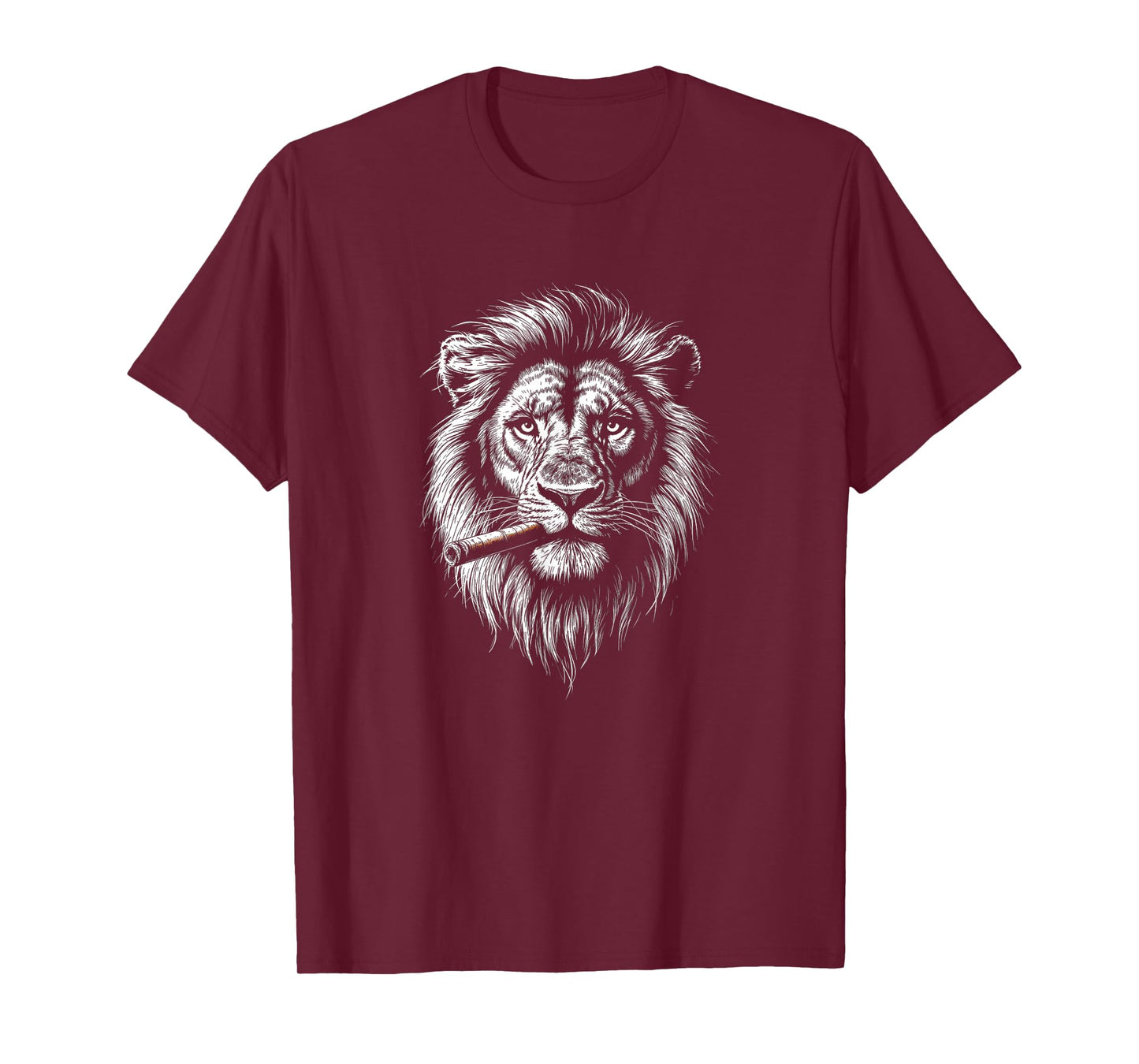 Lion Smoking Cigar, Funny Edgy Boss Ironic Rebel Punk Black T-Shirt