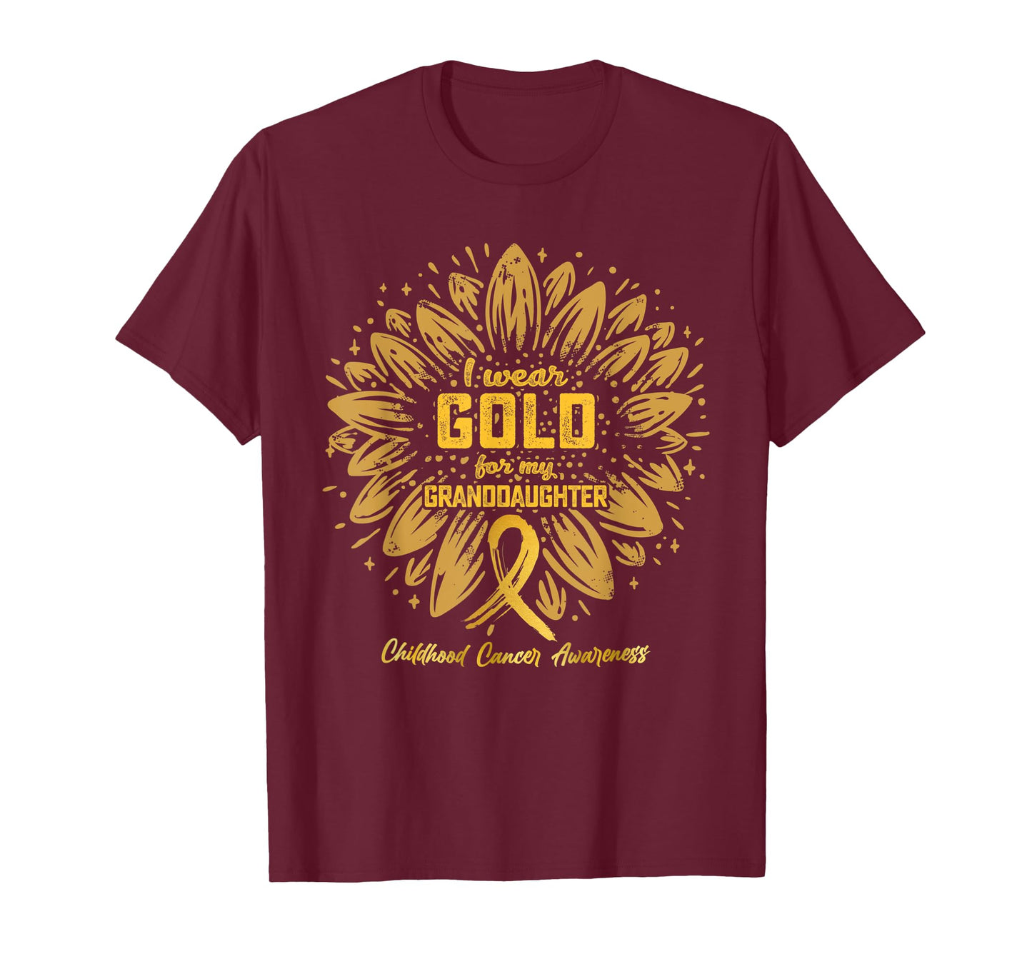 I Wear Gold For My Granddaughter Sunflower Childhood Cancer T-Shirt