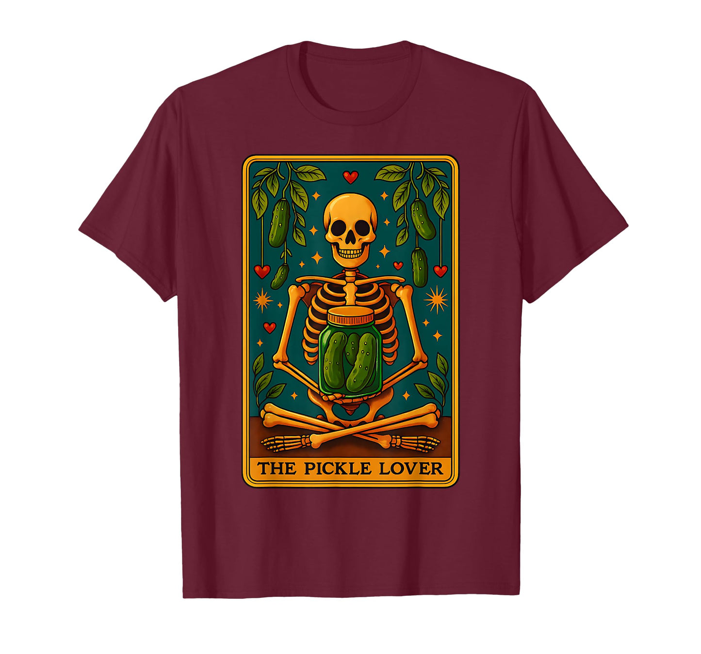 The Pickle Lover Tarot Card Funny Pickle Foodie Skeleton T-Shirt