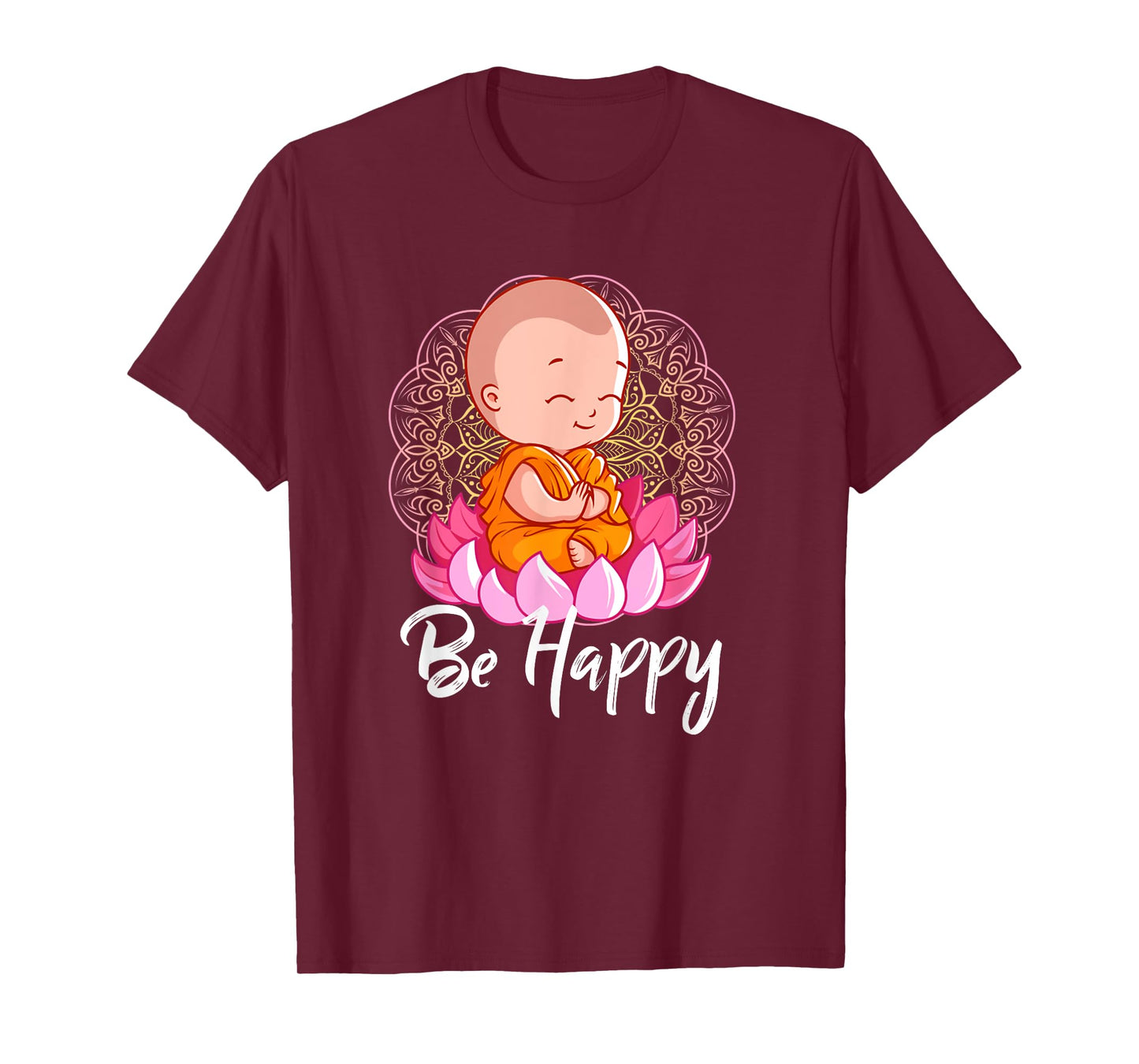 Be Happy shirt Zen Little Baby Buddha tshirt Mandala T-Shirt