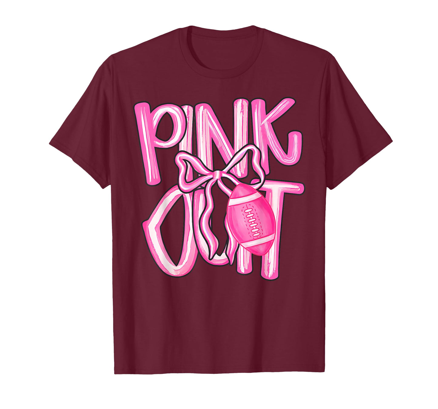 Pink Out Football Bow Preppy Breast Cancer Awareness Women T-Shirt