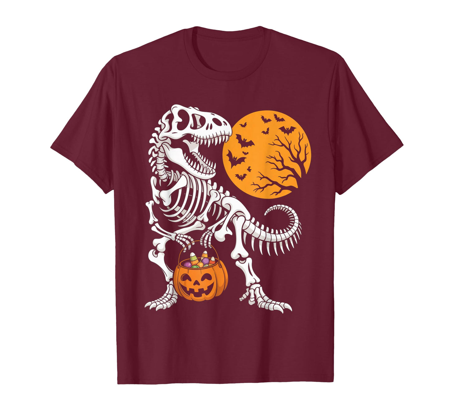 Halloween Boys Dinosaur Skeleton T rex Scary Pumpkin Spooky T-Shirt