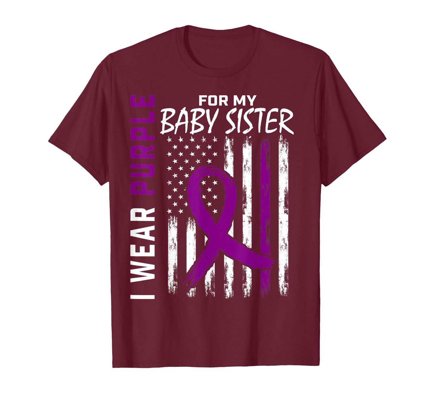 I Wear Purple For My Baby Sister Lupus Awareness USA Flag T-Shirt for Women Kids Men