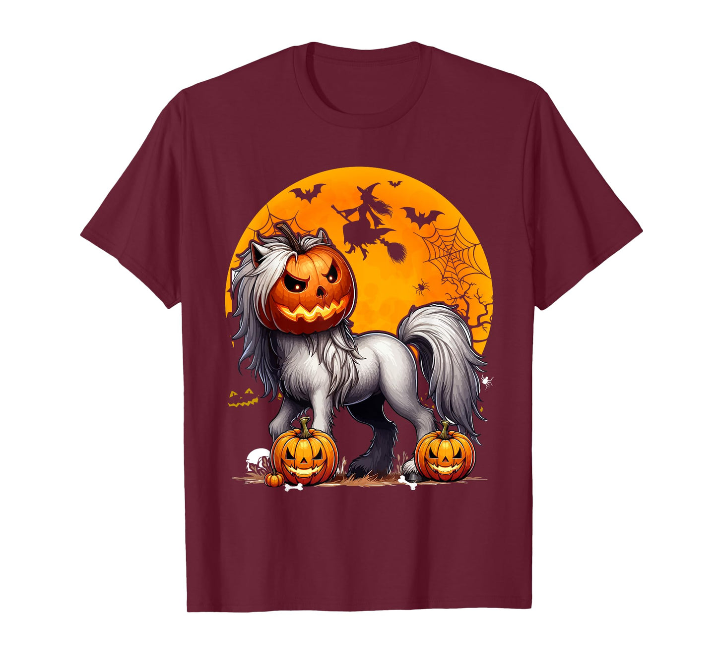 Horse Cosplay Carved Pumpkins Horror Head Halloween Farmer T-Shirt