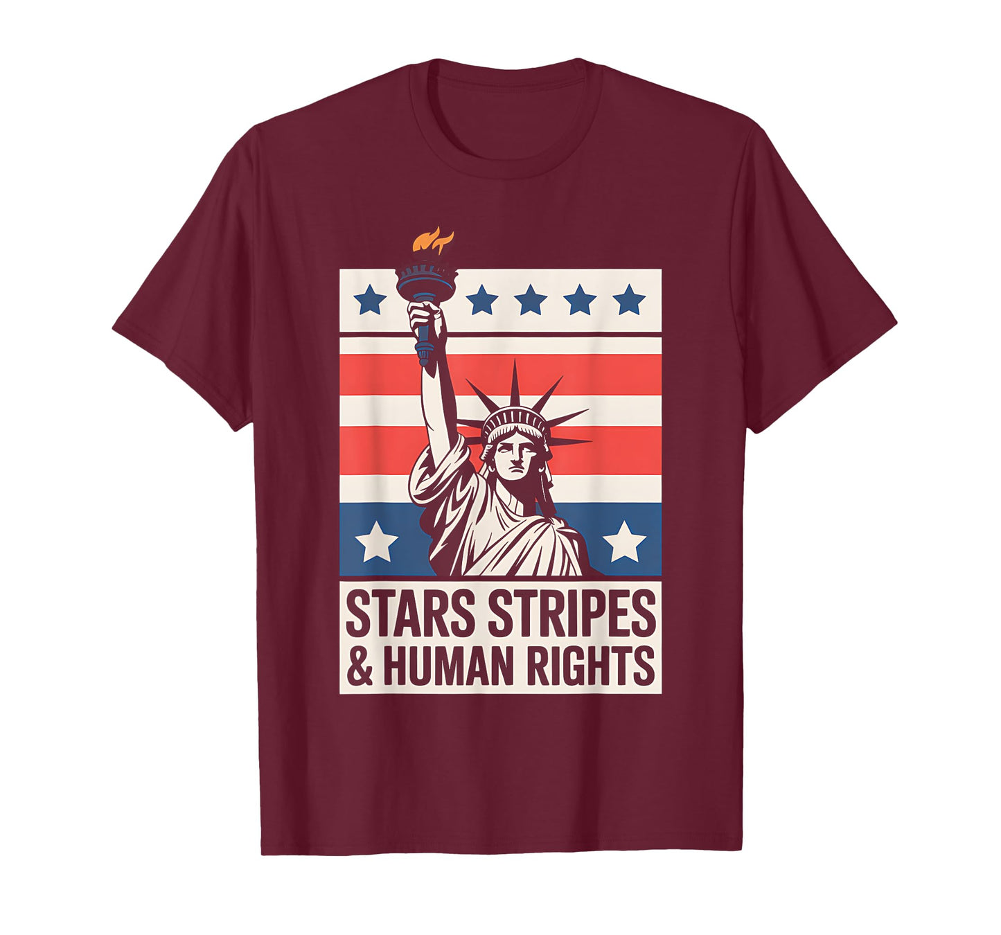 Human Rights Statue of Liberty American Flag Protest Design T-Shirt