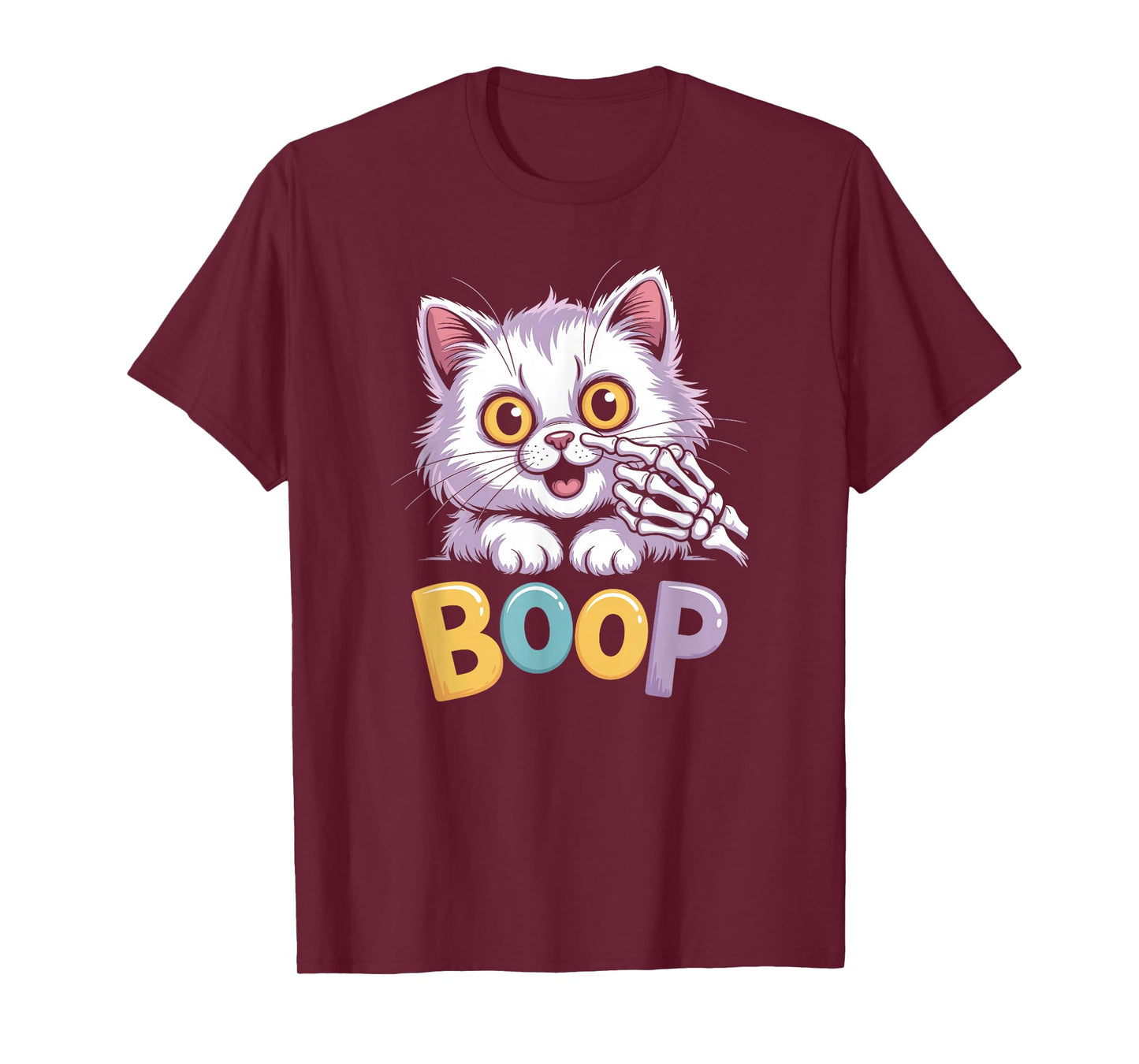 Skeleton Hand Cat Boop Funny Pet Owner T-Shirt