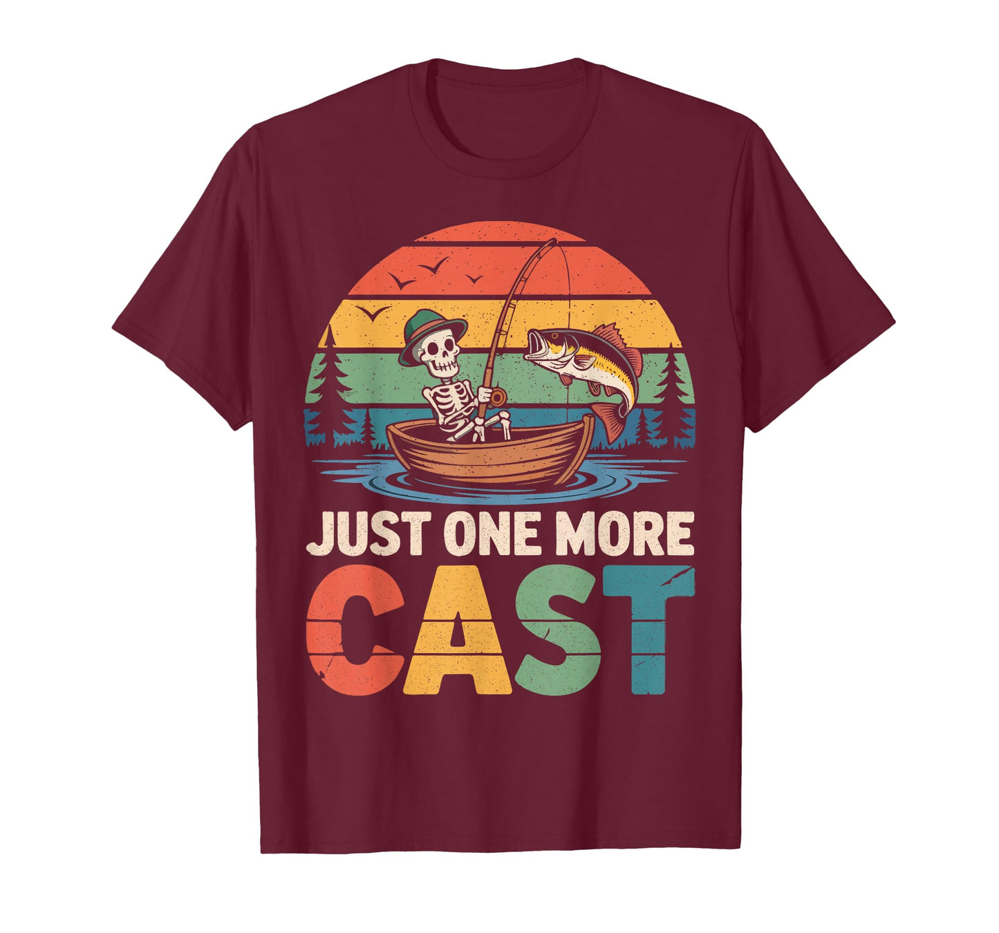 Funny Retro Fishing Skeleton Fisherman Bass Fishing T-Shirt