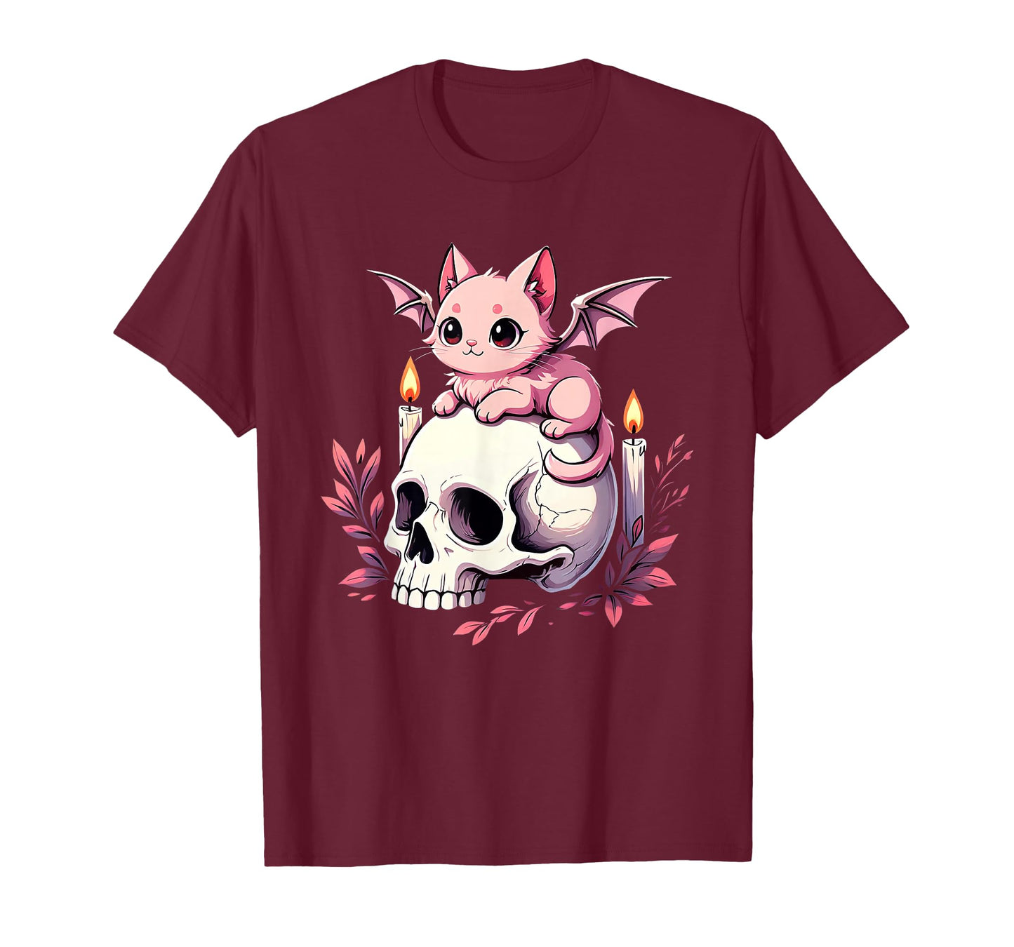 Cute Kawaii Pastel Goth Cat Bat Skeleton Spooky Men Women T-Shirt