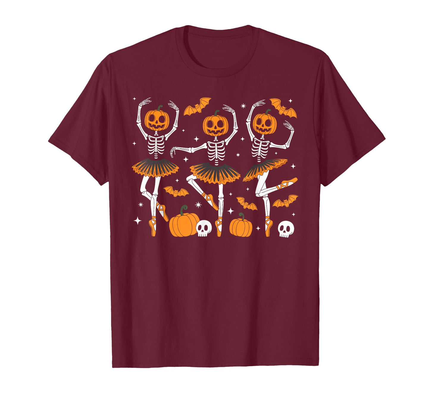 Ballet Pumpkin Skeleton Scary Halloween Men Women Boys Girl T-Shirt