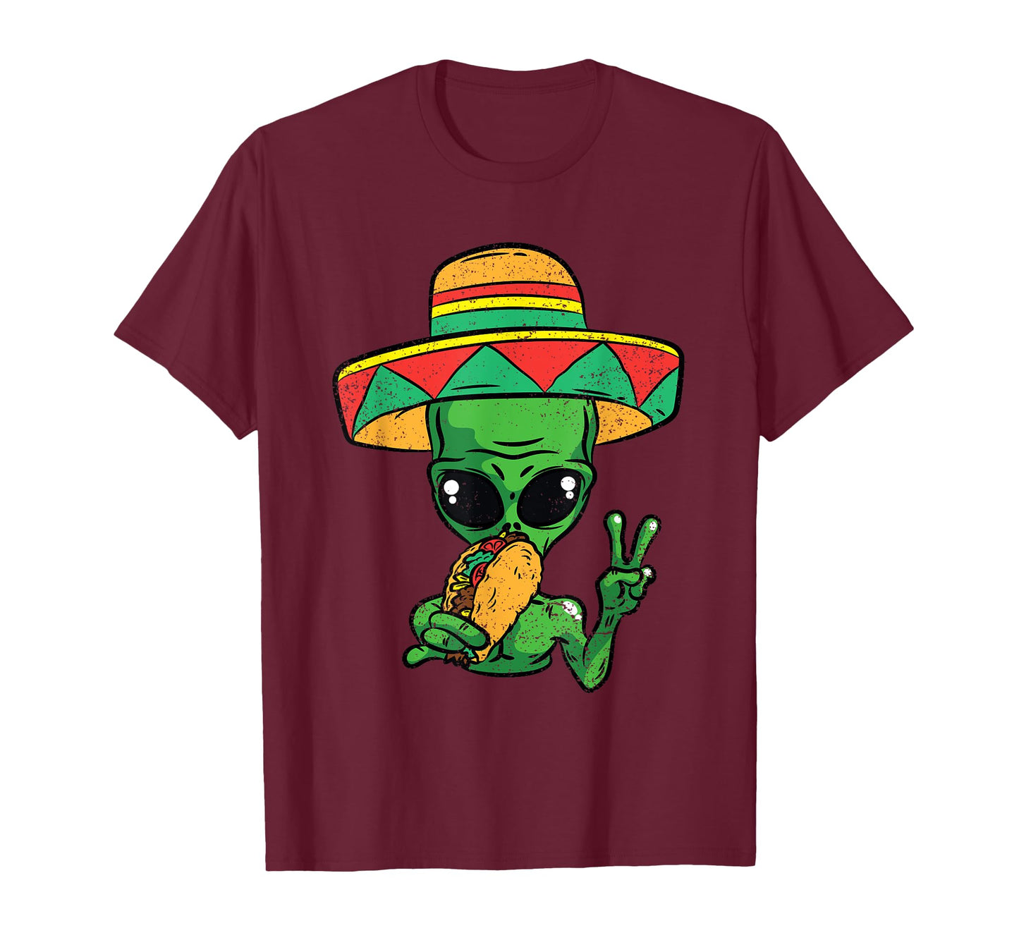 Alien Eating Taco Cinco De Mayo Sombrero Mexican Fiesta T-Shirt