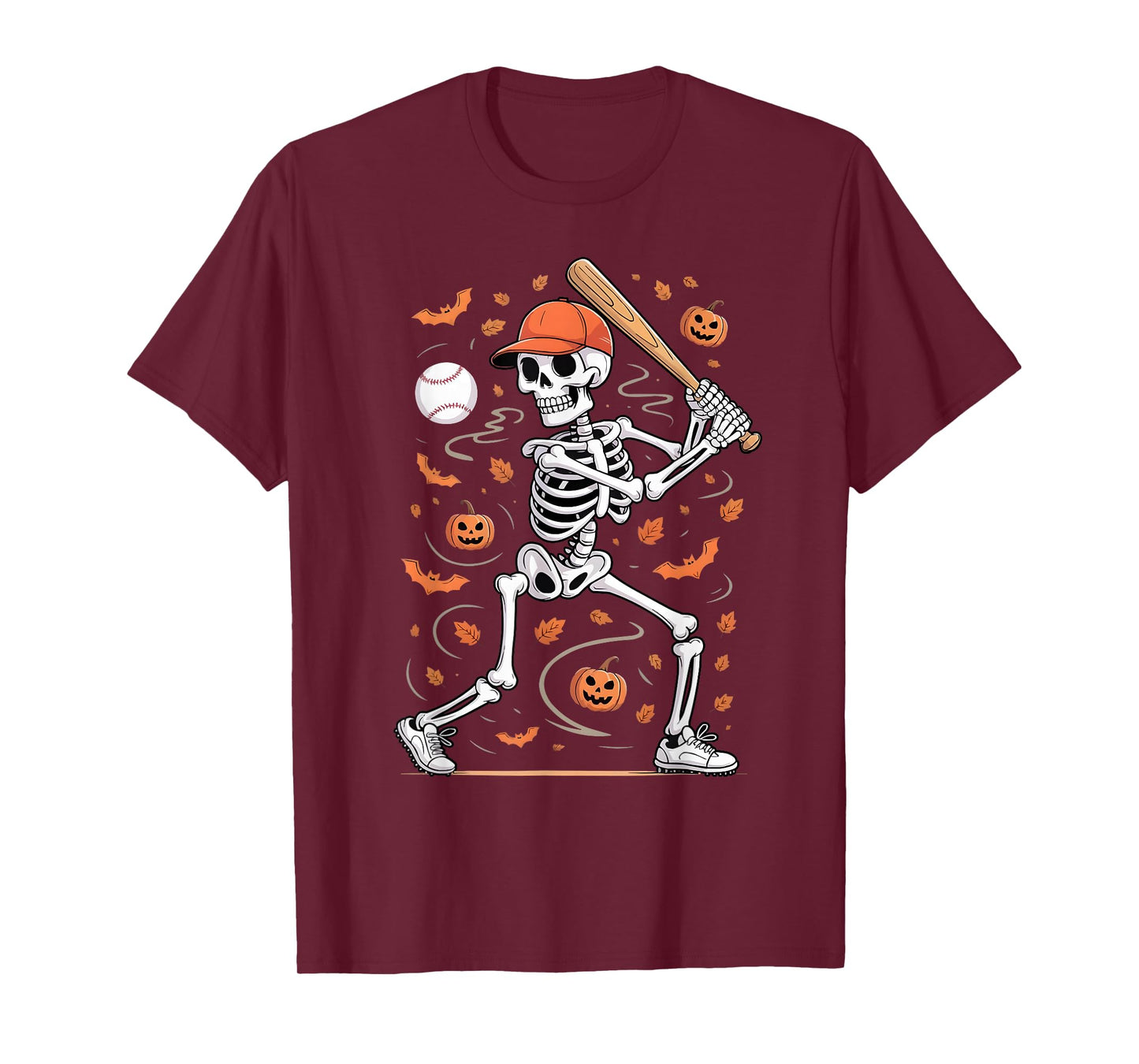 Skeleton Baseball Halloween Costume Funny Men Boys Kids Tee T-Shirt