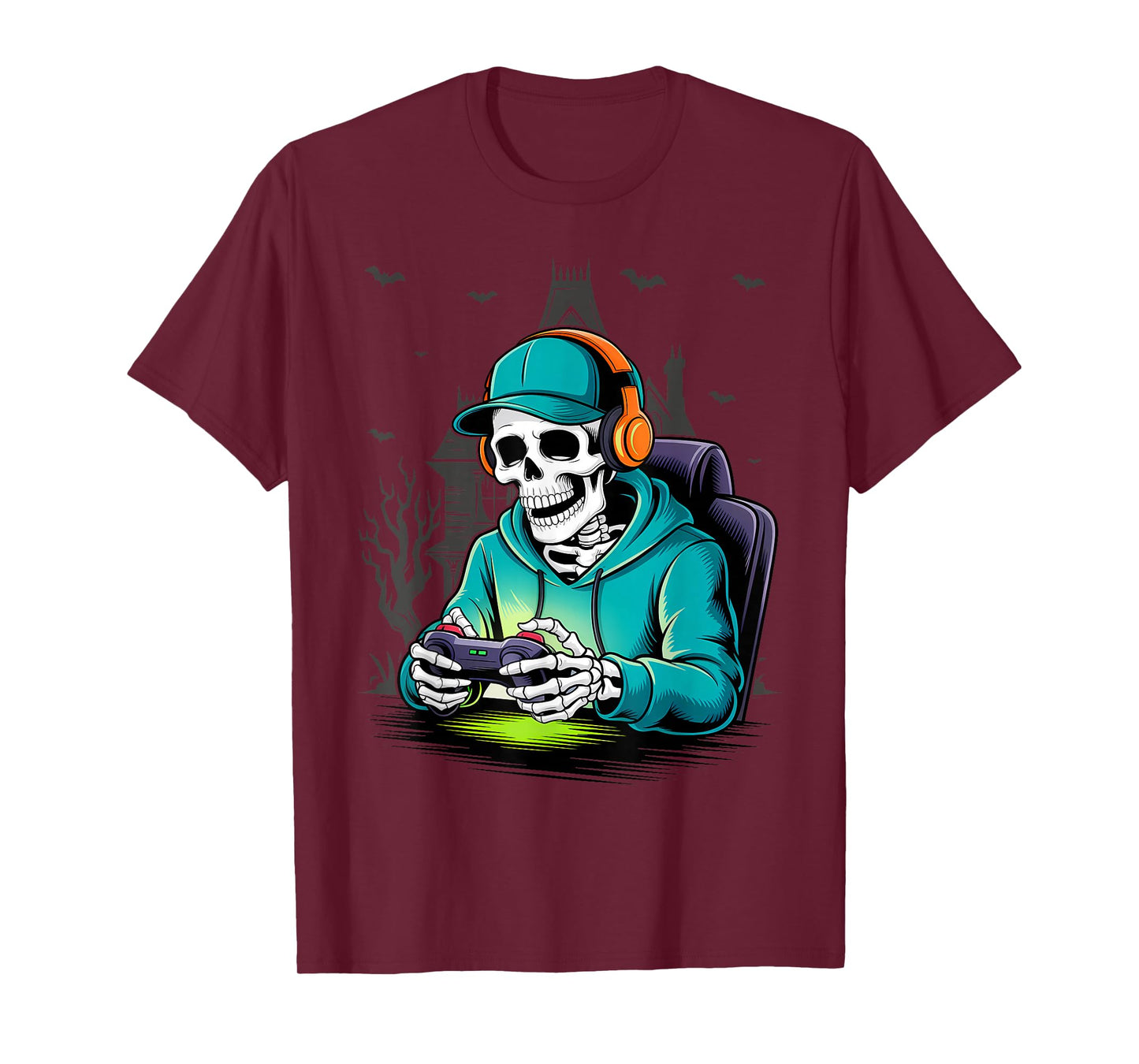 Halloween Skeleton Gamer Video Gaming Boys Girls Men Women T-Shirt