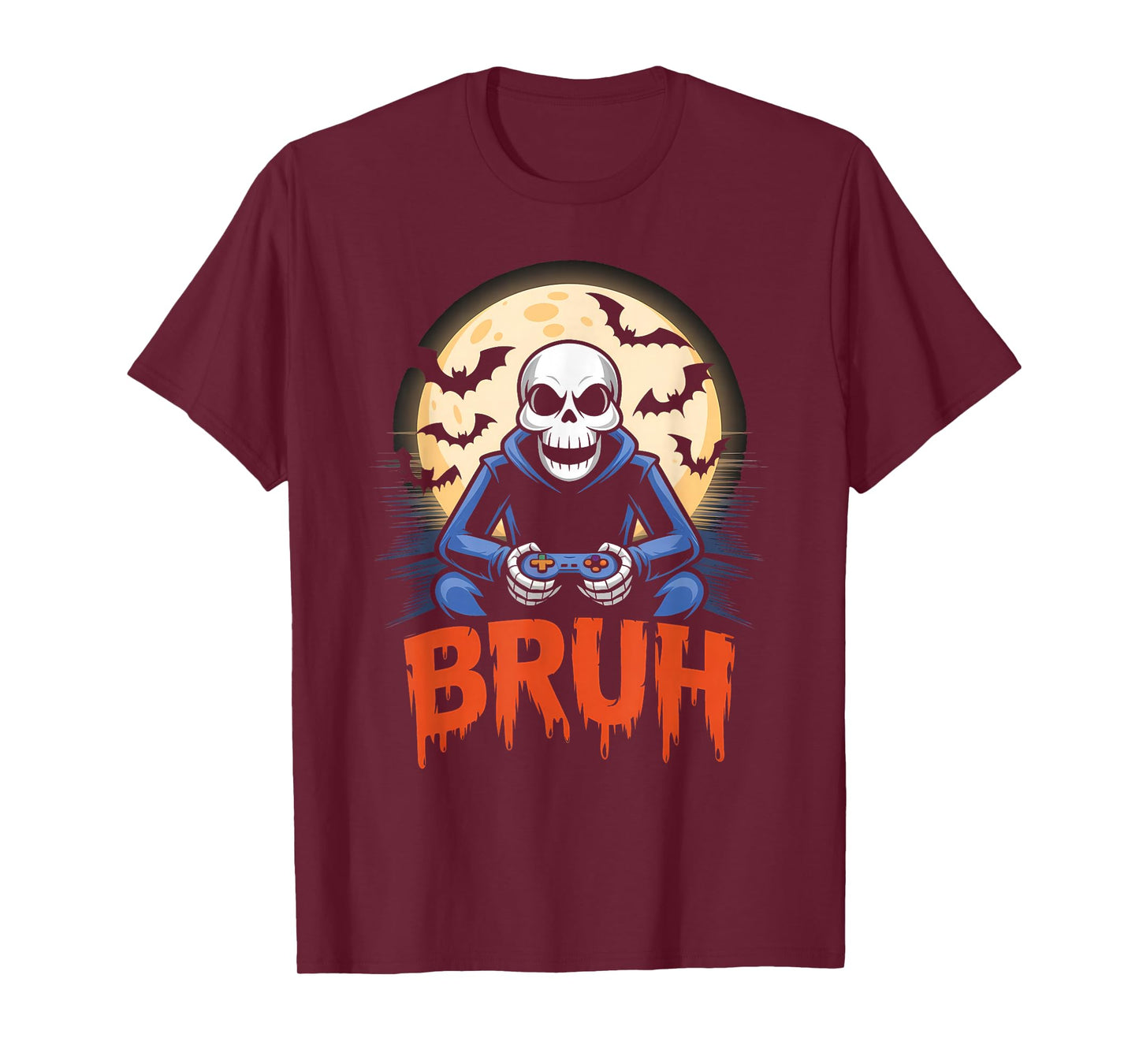 Halloween Skeleton Video Gaming Gamer Youths Men Boys Teens T-Shirt