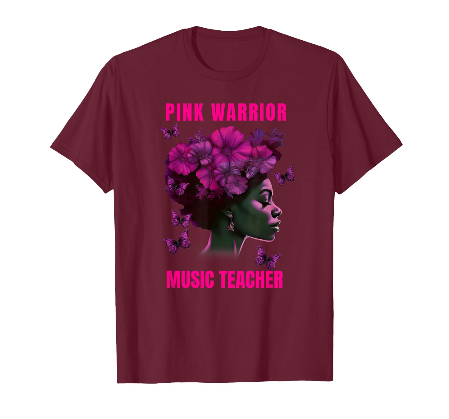 Breast Cancer Awareness Music Teacher Pink Warrior T-Shirt