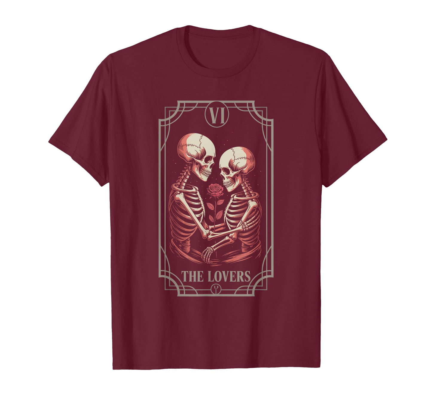 Tarot Card The Lovers Skeleton Goth Halloween Witch T-Shirt