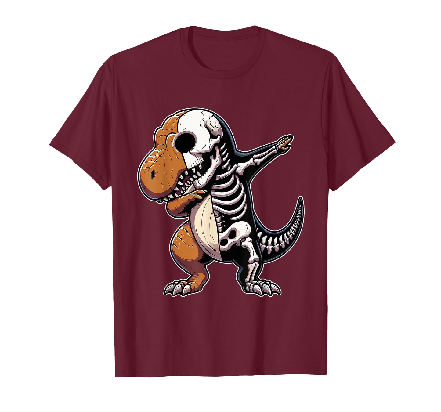 Dabbing T-Rex Half Skeleton Halloween Costume Lover Kids T-Shirt