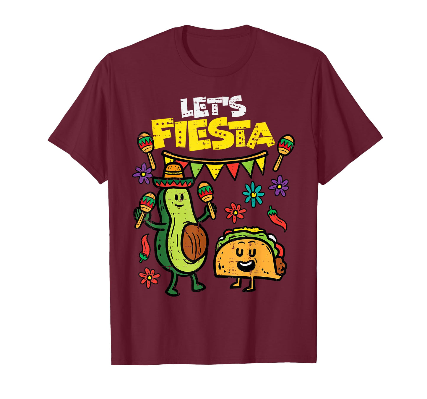 Lets Fiesta Taco Avocado Funny Cinco De Mayo Mexican Party T-Shirt