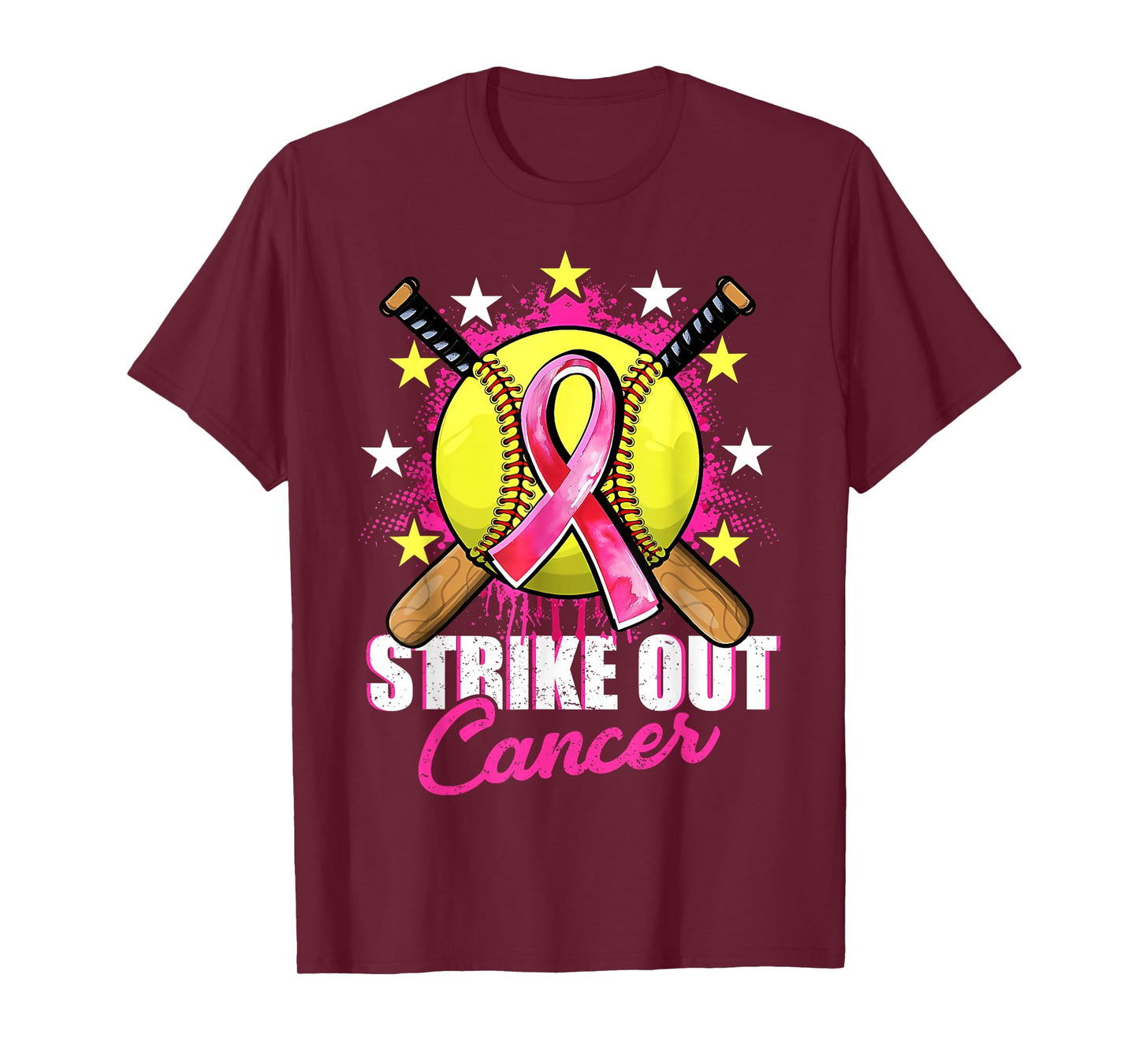 Strike Out Breast Cancer Warrior Softball Pink Ribbon Women T-Shirt