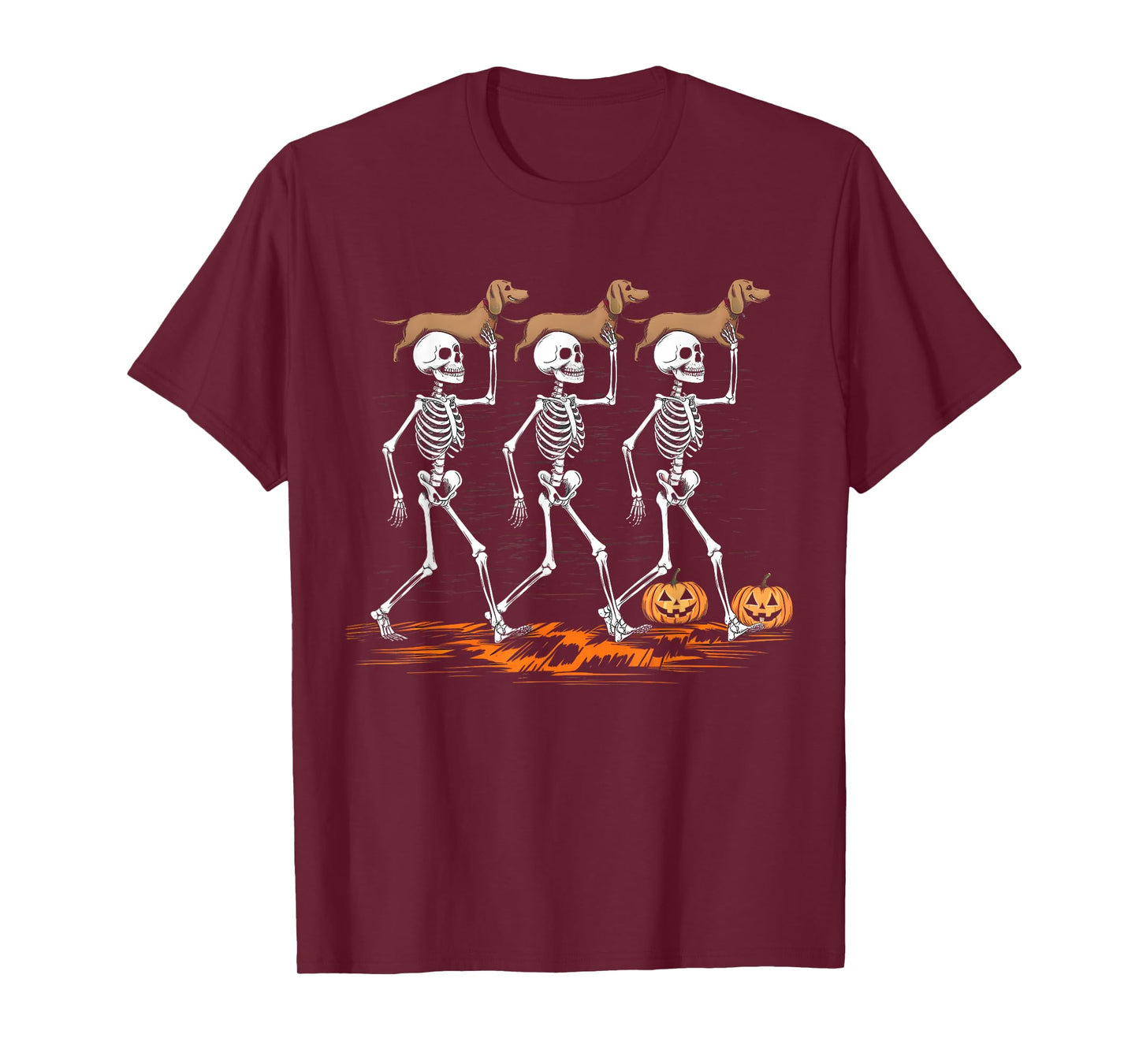 Funny Dancing Skeletons Dachshund Cute Halloween Men & Women T-Shirt