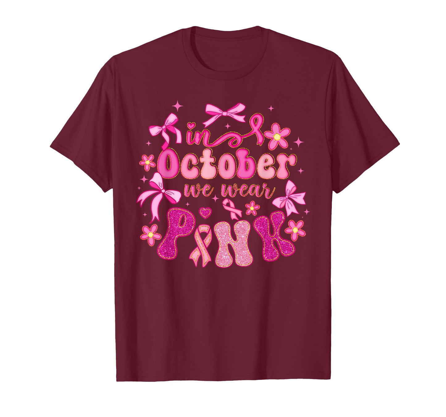 Preppy Breast Cancer Awareness in October We Wear Pink Kids T-Shirt