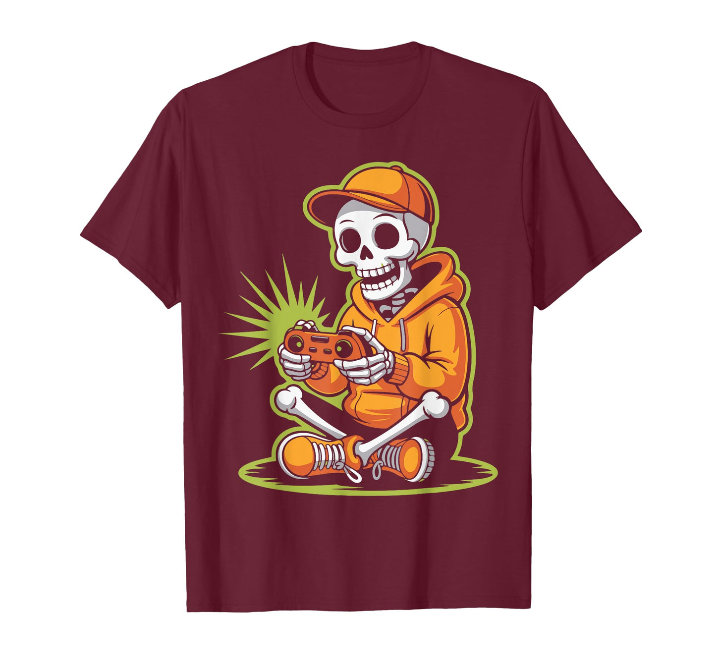 Cool Skeleton Gamer Funny Halloween Boys Kids Video Gaming T-Shirt