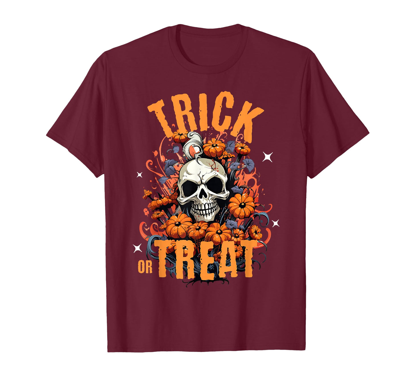 Trick Or Treat, Boho Floral Skeleton Halloween, Boho Skull T-Shirt