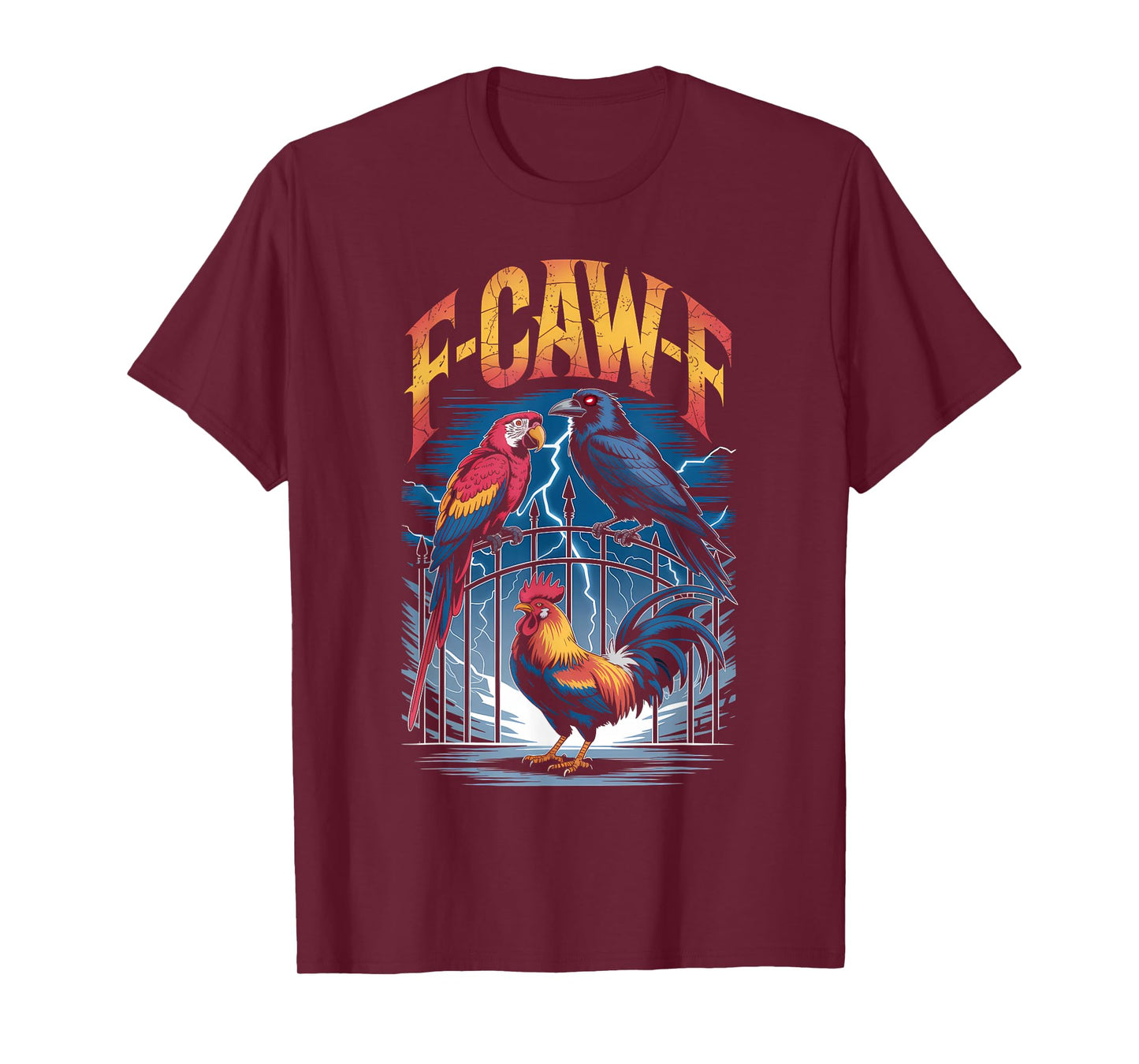 F-CAW-F Funny Gothic Bird Parrot, Crow, Rooster Sound Meme T-Shirt