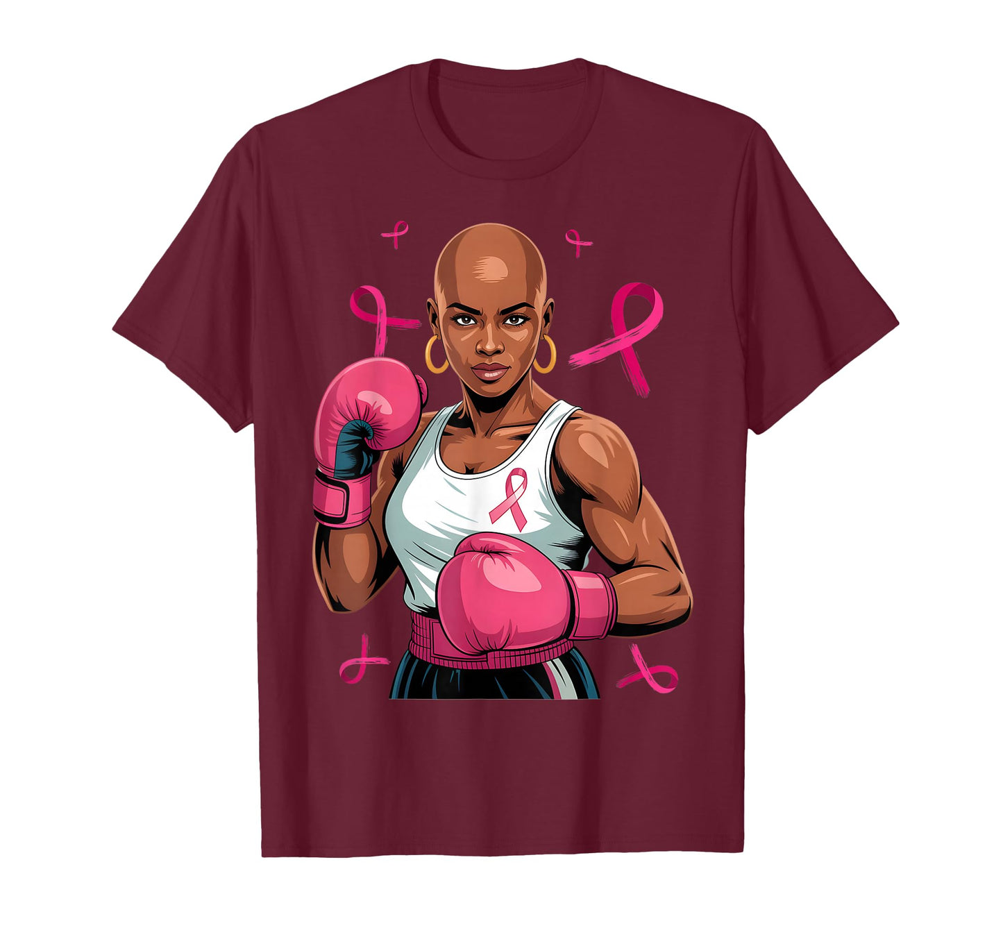 Breast Cancer Awareness African American Afro Pink Ribbon T-Shirt
