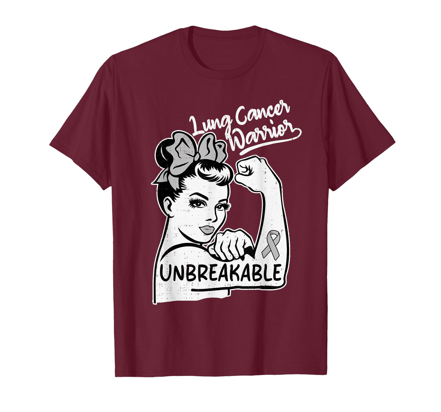 Womens Lung Cancer Warrior Awareness Survivor White Ribbon T-Shirt