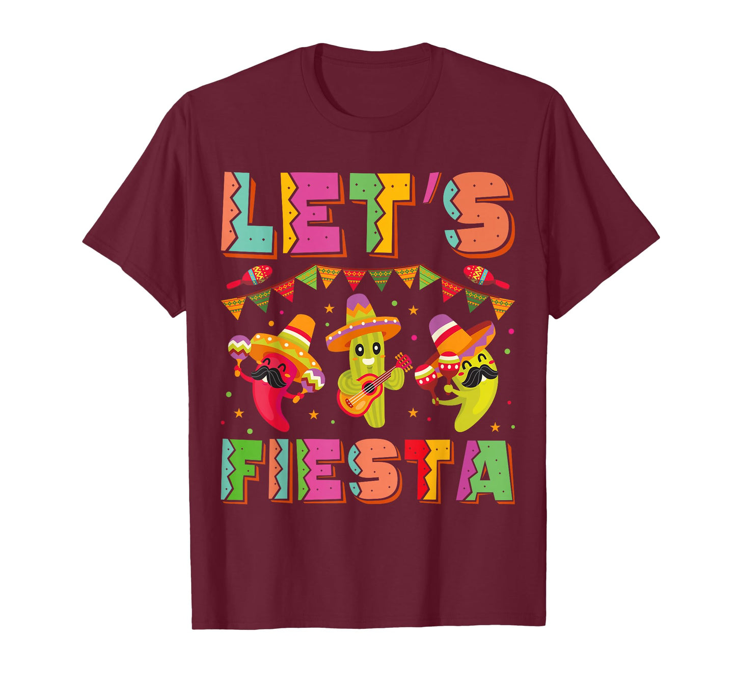 Let's Fiesta Mexico Fiesta Taco Guitar Cinco De Mayo T-Shirt