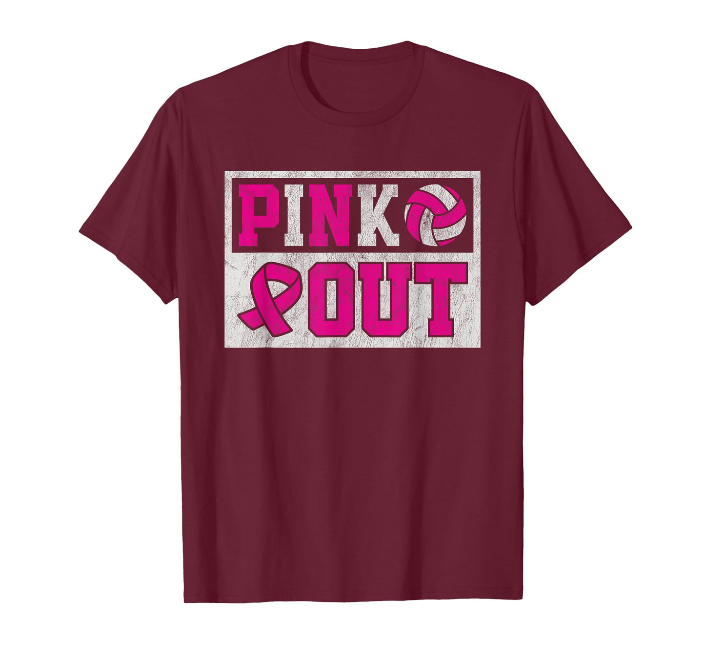 Pink Out Volleyball Ribbon Breast Cancer Awareness T-Shirt