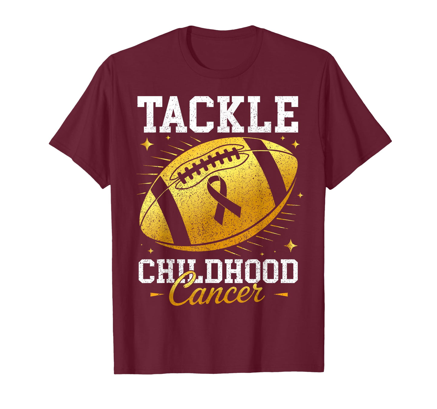 Football Gold Ribbon Tackle Childhood Cancer Awareness Kids T-Shirt