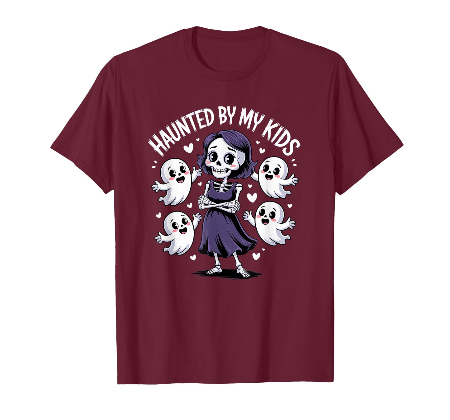 Haunted by My Kids, Funny Tired Skeleton mom Halloween T-Shirt