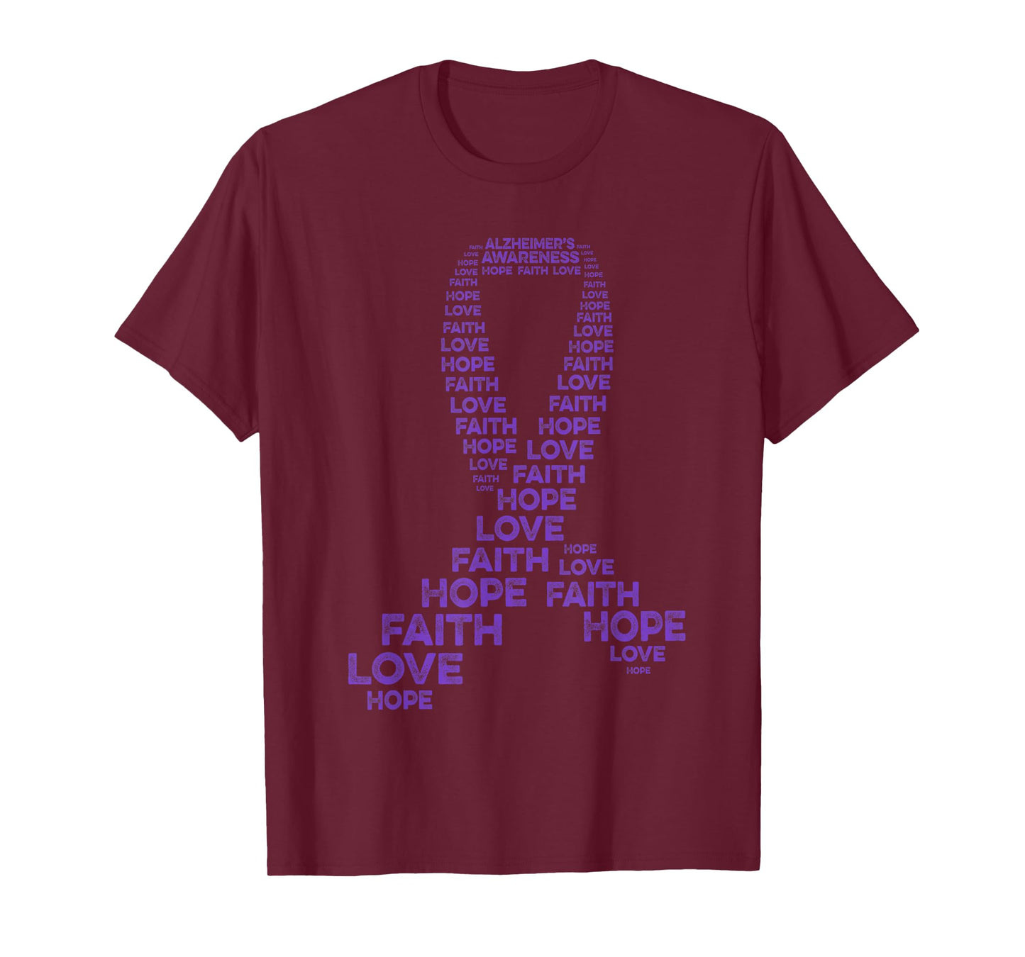 Alzheimer's Awareness Hope Faith Love Purple Ribbon Warrior T-Shirt