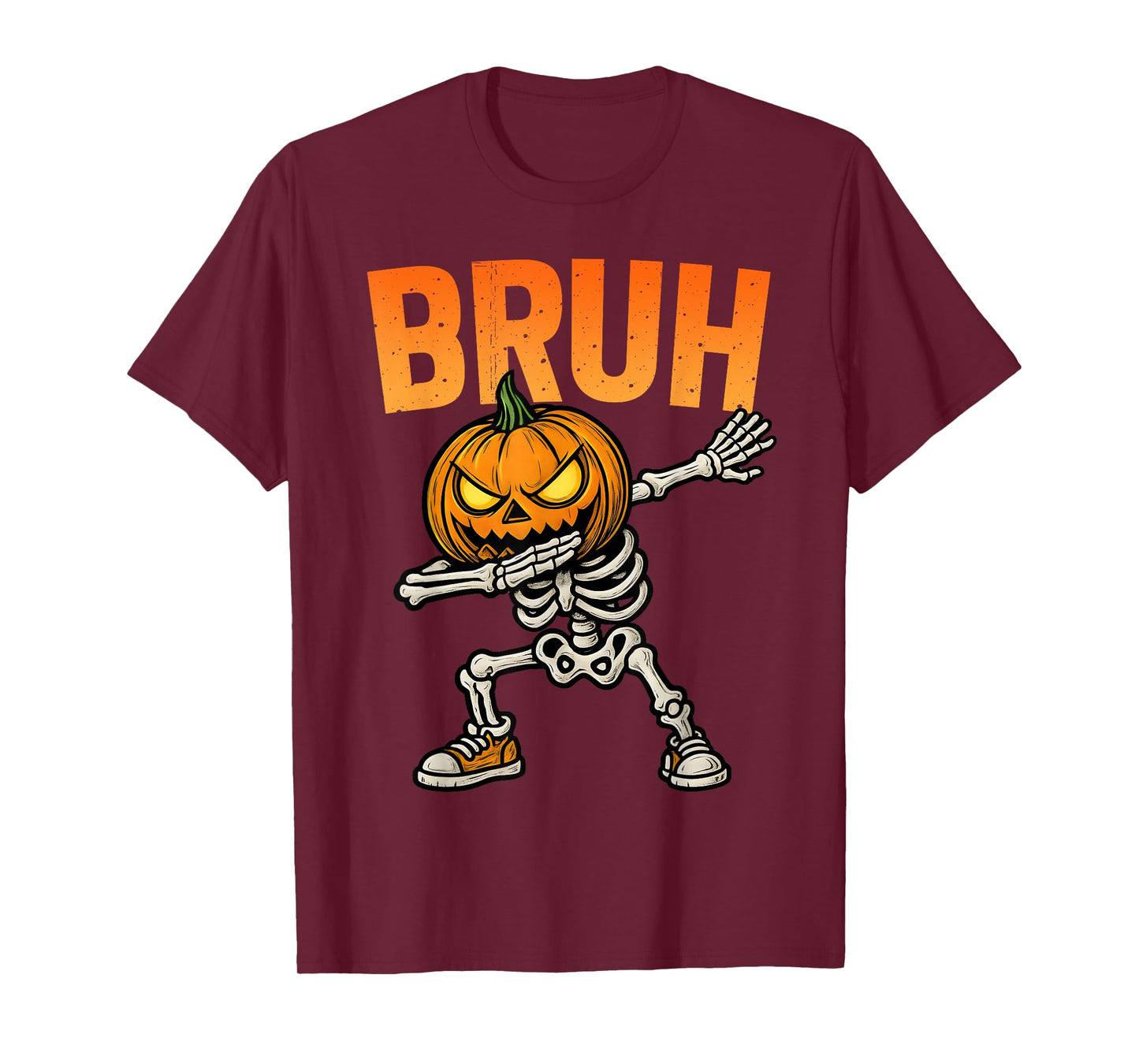 Dabbing Pumpkin Skeleton Bruh Halloween Trick Or Treat Boys T-Shirt