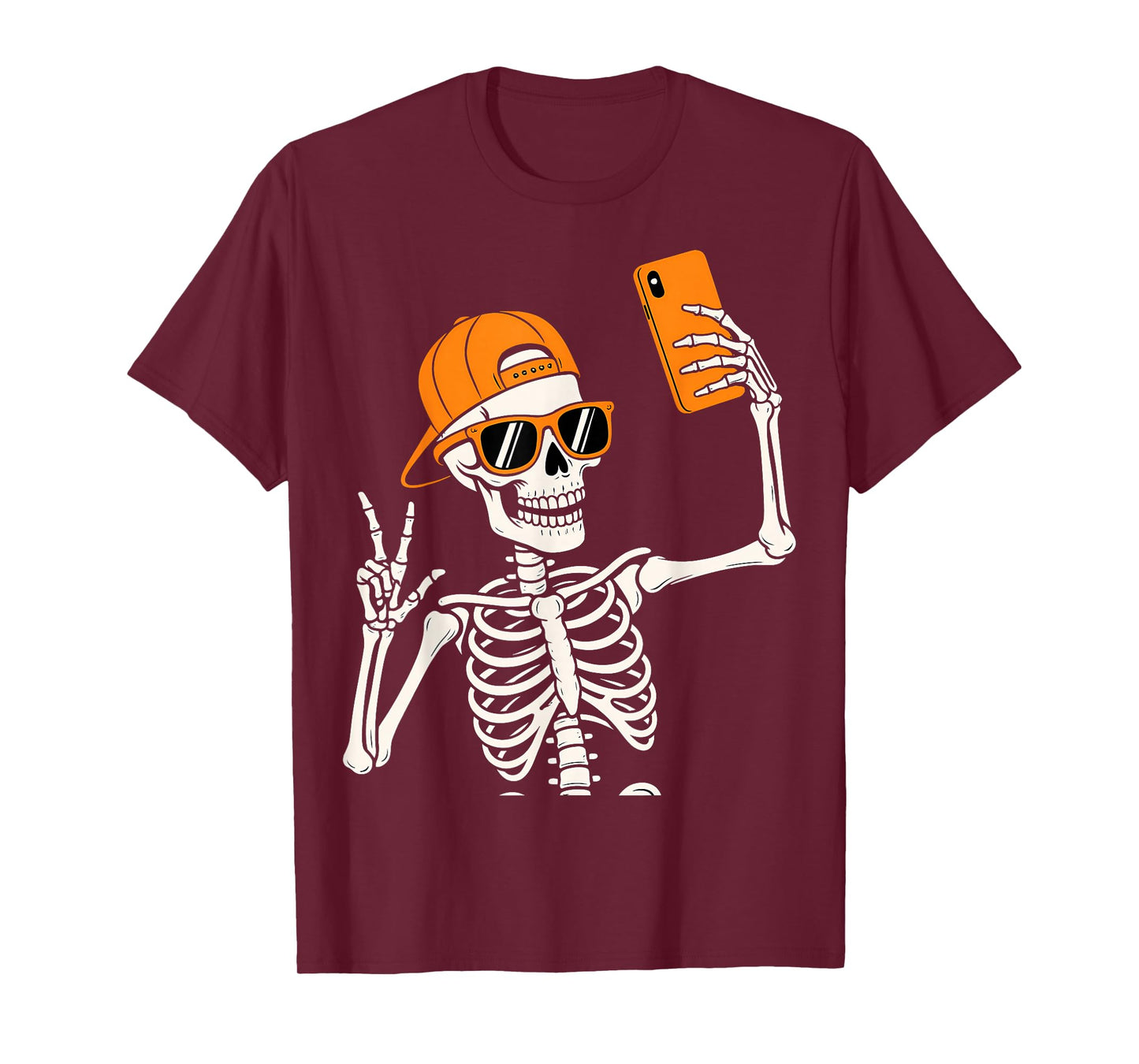 Funny Halloween Skeleton Selfie Costume T-Shirt